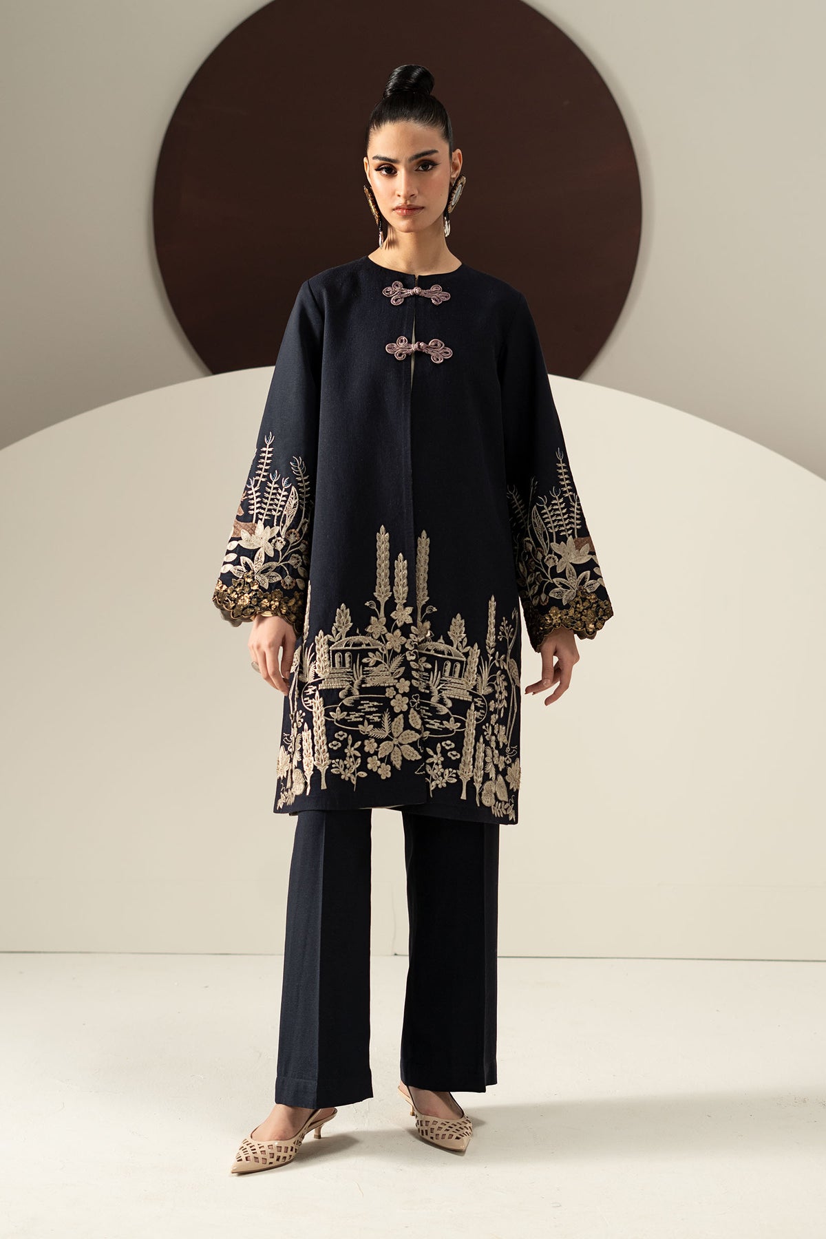 3 Piece Embroidered Linen Suit