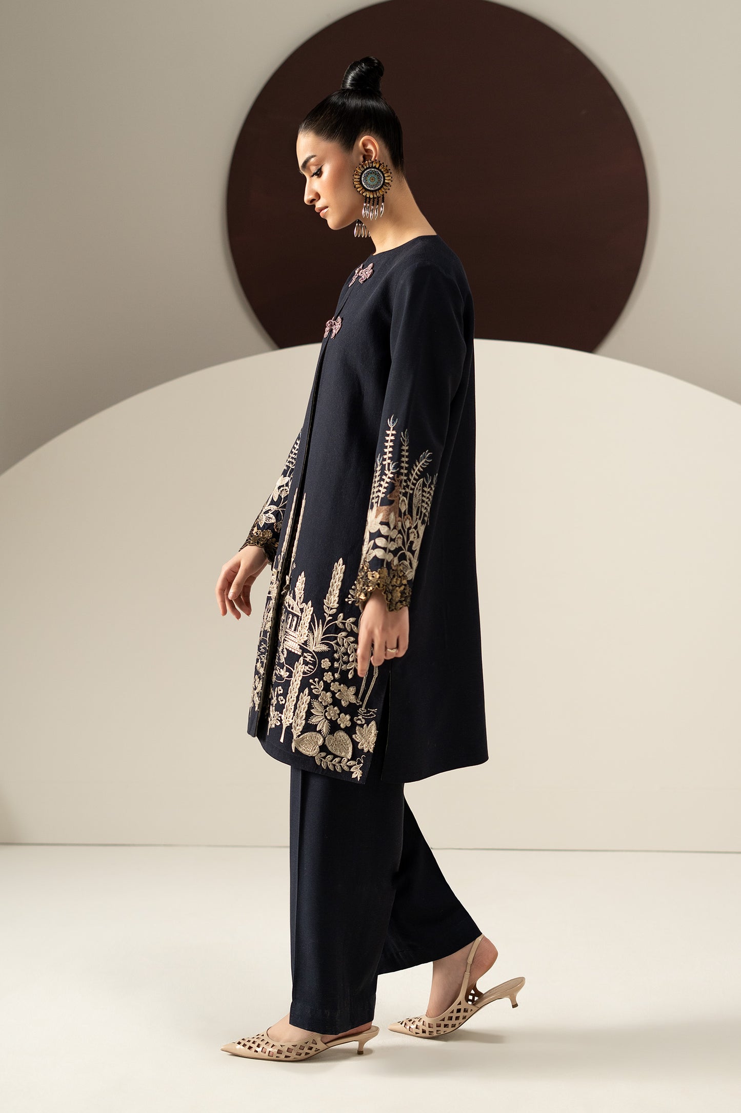 3 Piece Embroidered Linen Suit