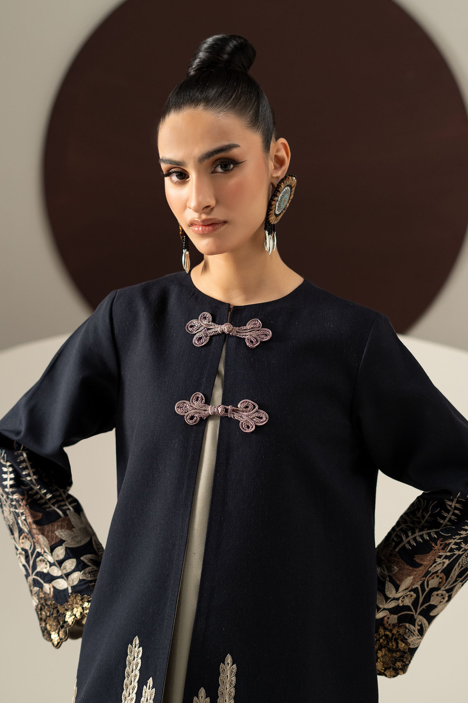 3 Piece Embroidered Linen Suit