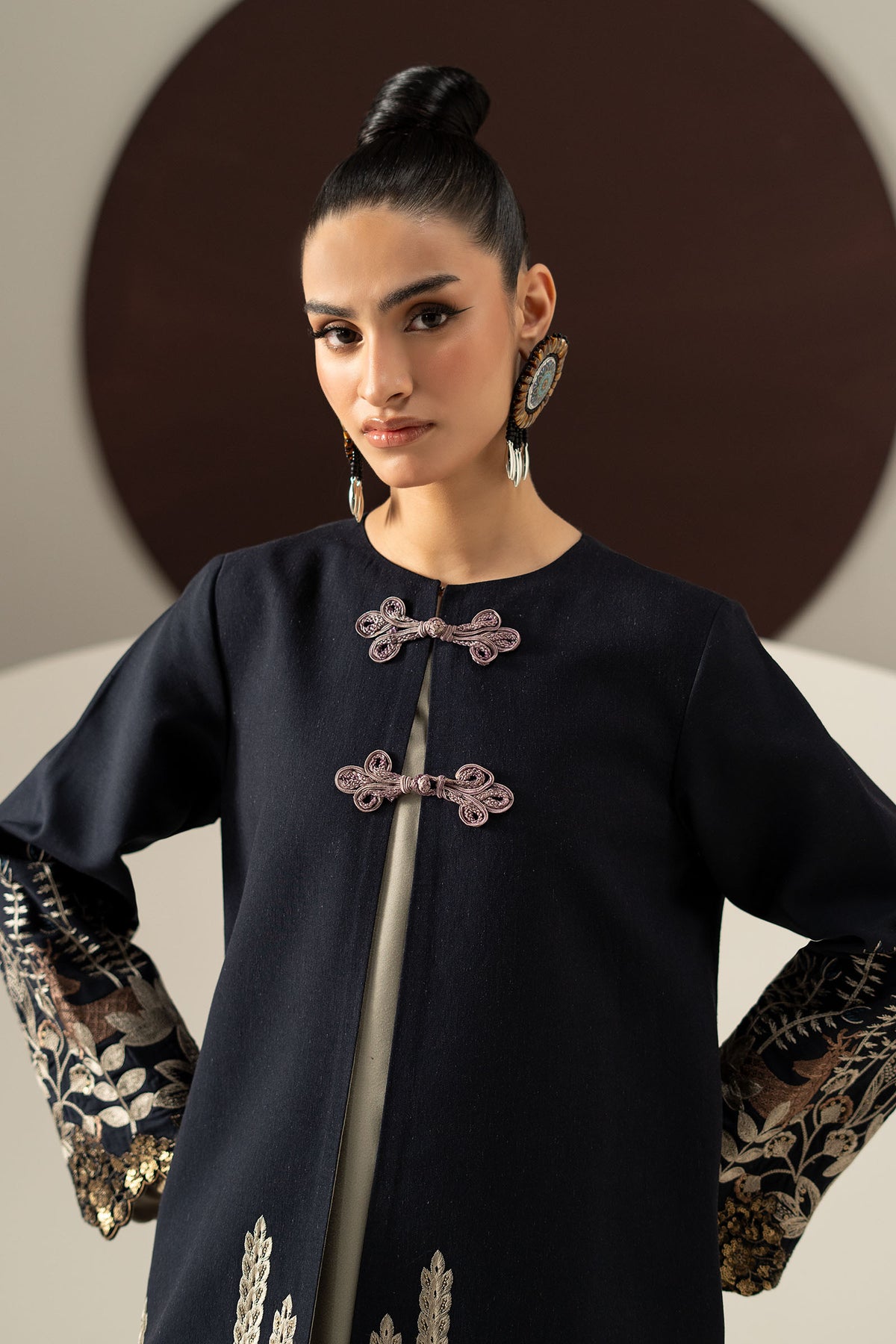 3 Piece Embroidered Linen Suit