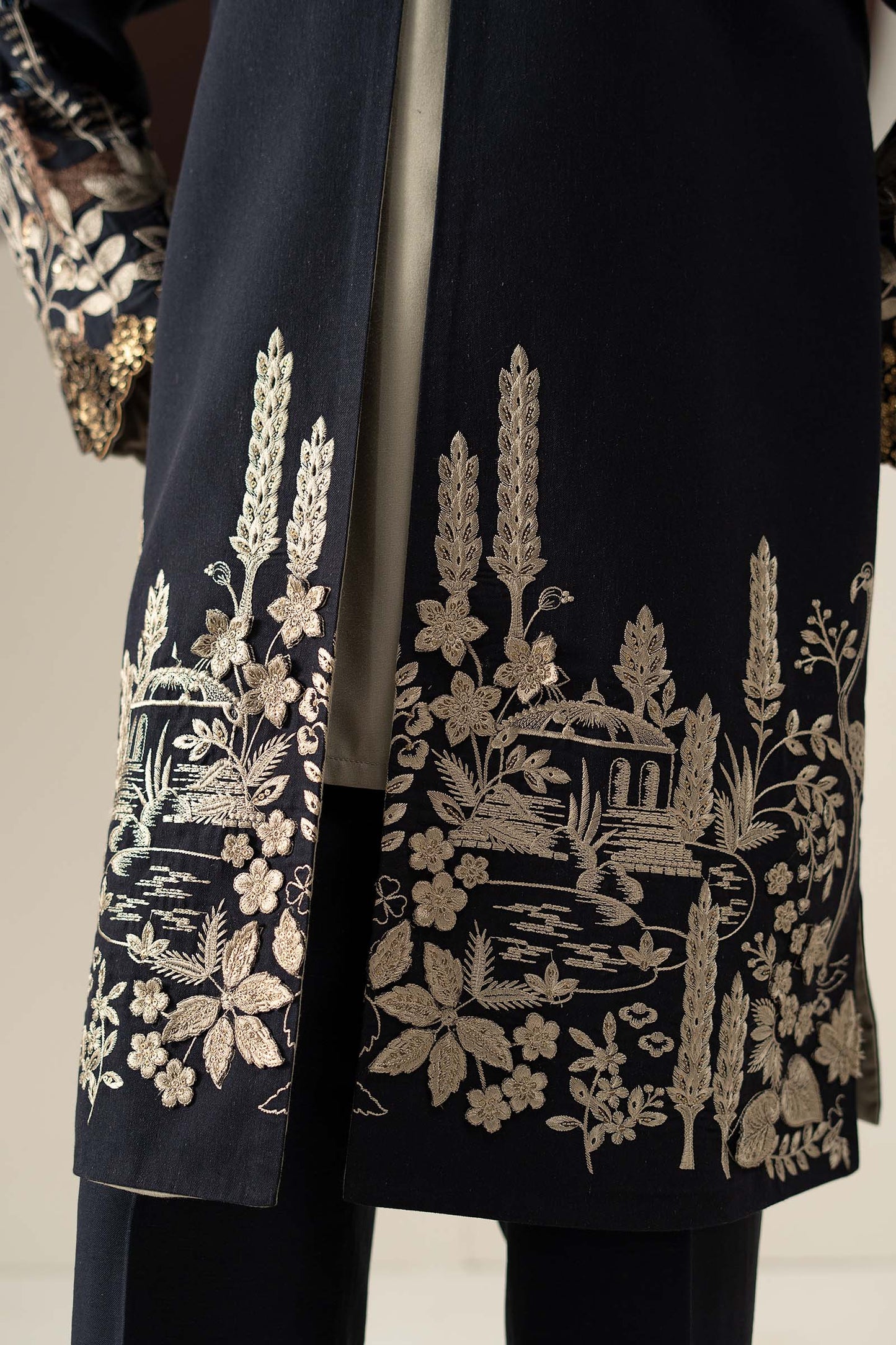 3 Piece Embroidered Linen Suit