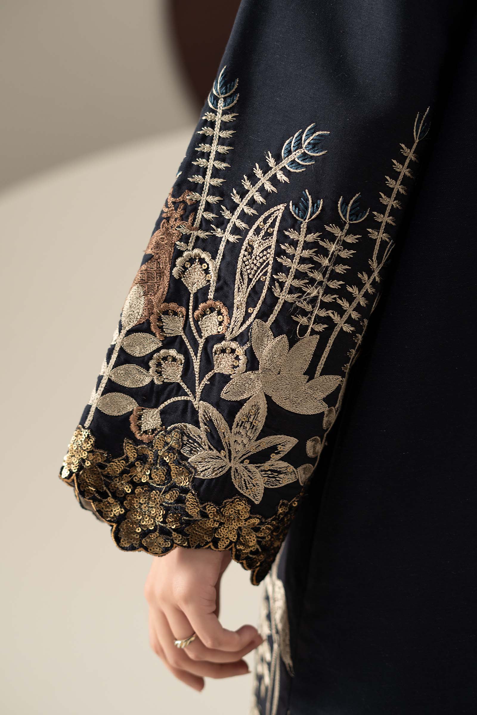 3 Piece Embroidered Linen Suit