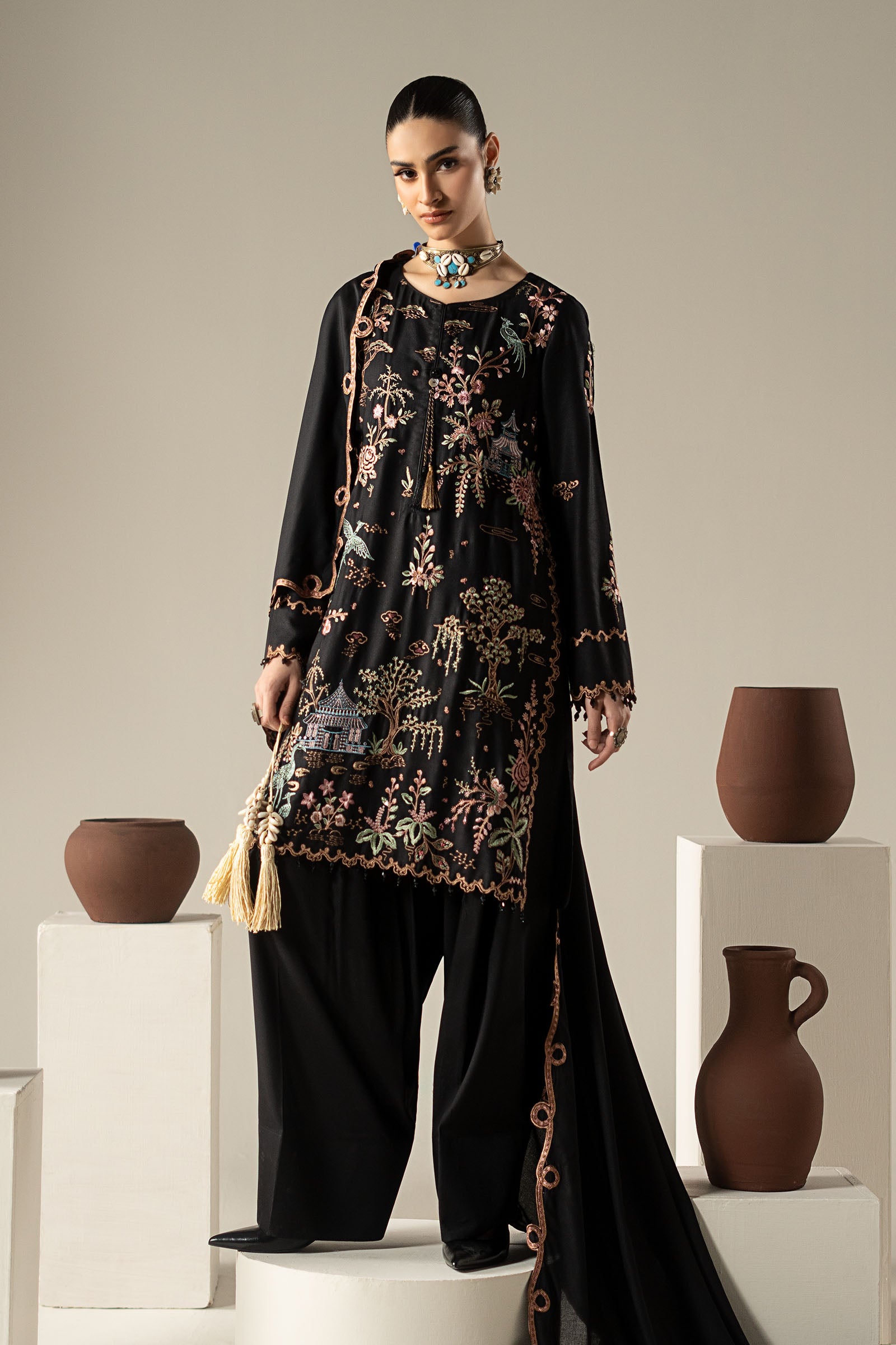3 Piece Embroidered Marina Twill Suit