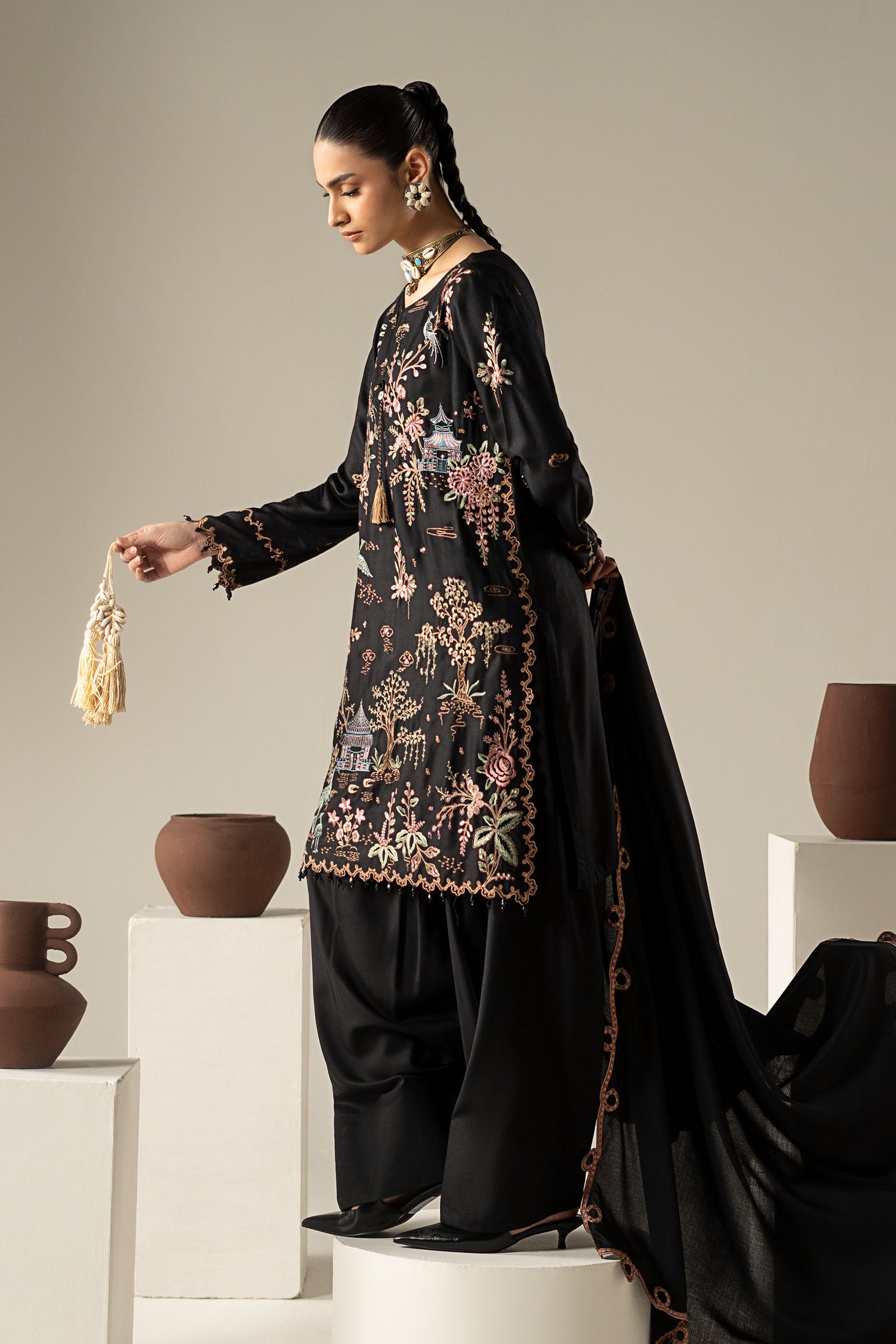 3 Piece Embroidered Marina Twill Suit
