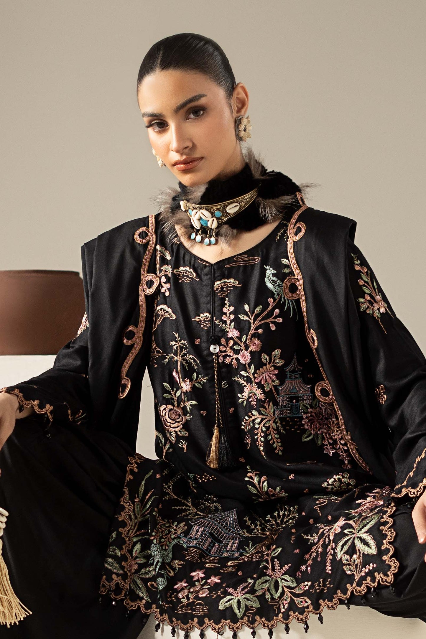3 Piece Embroidered Marina Twill Suit