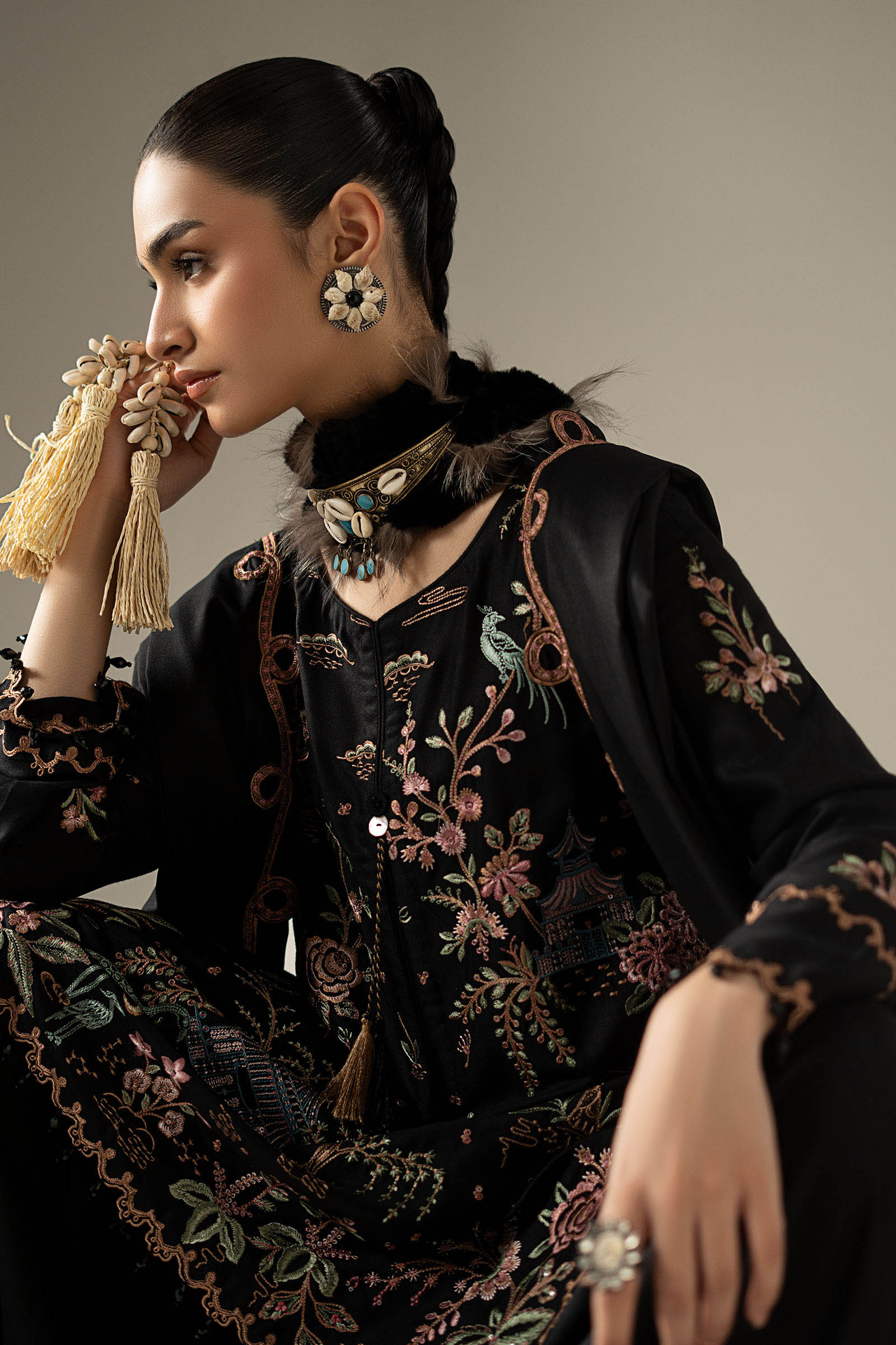 3 Piece Embroidered Marina Twill Suit