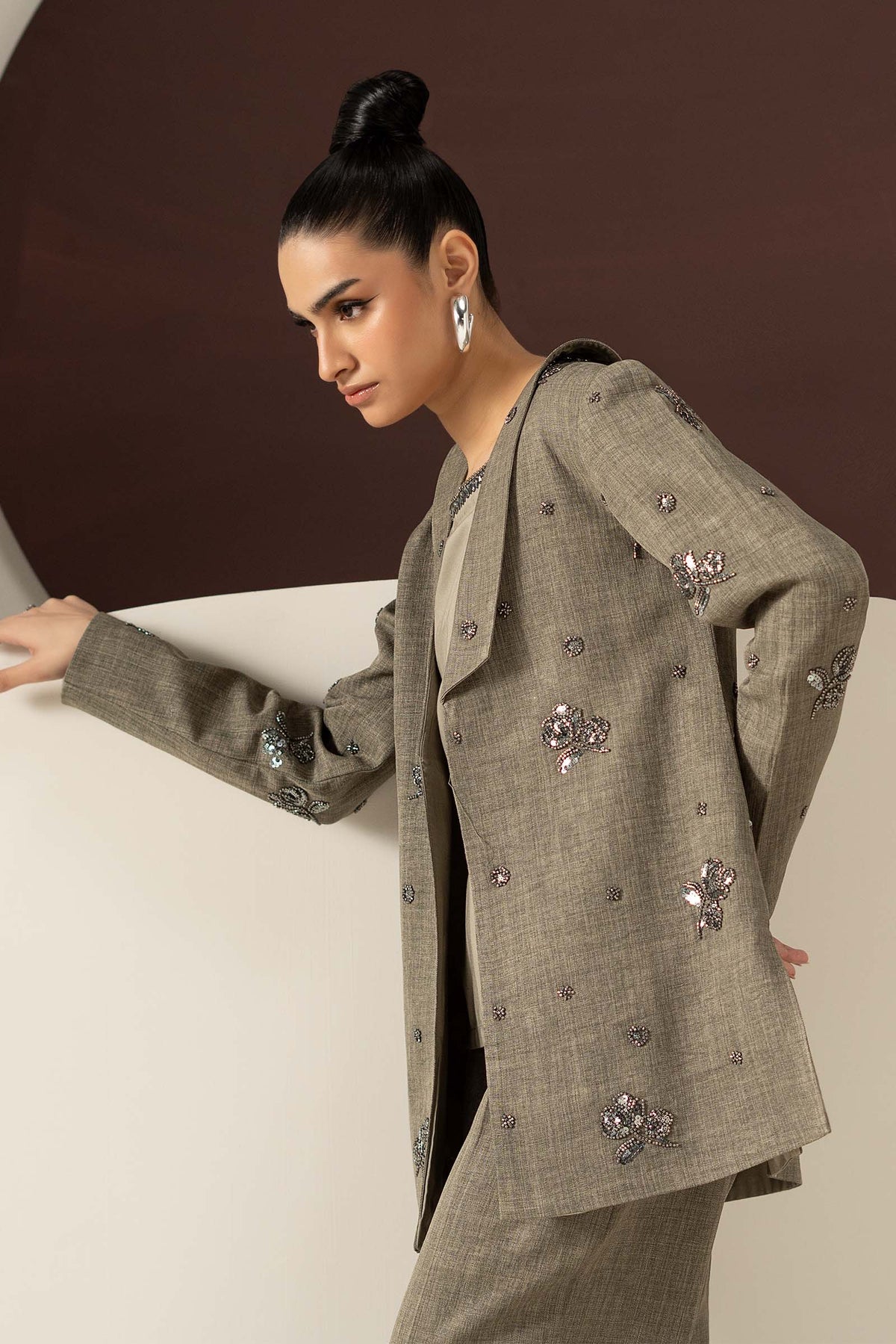 3 Piece Embroidered Tropical Slub Khaddar Suit