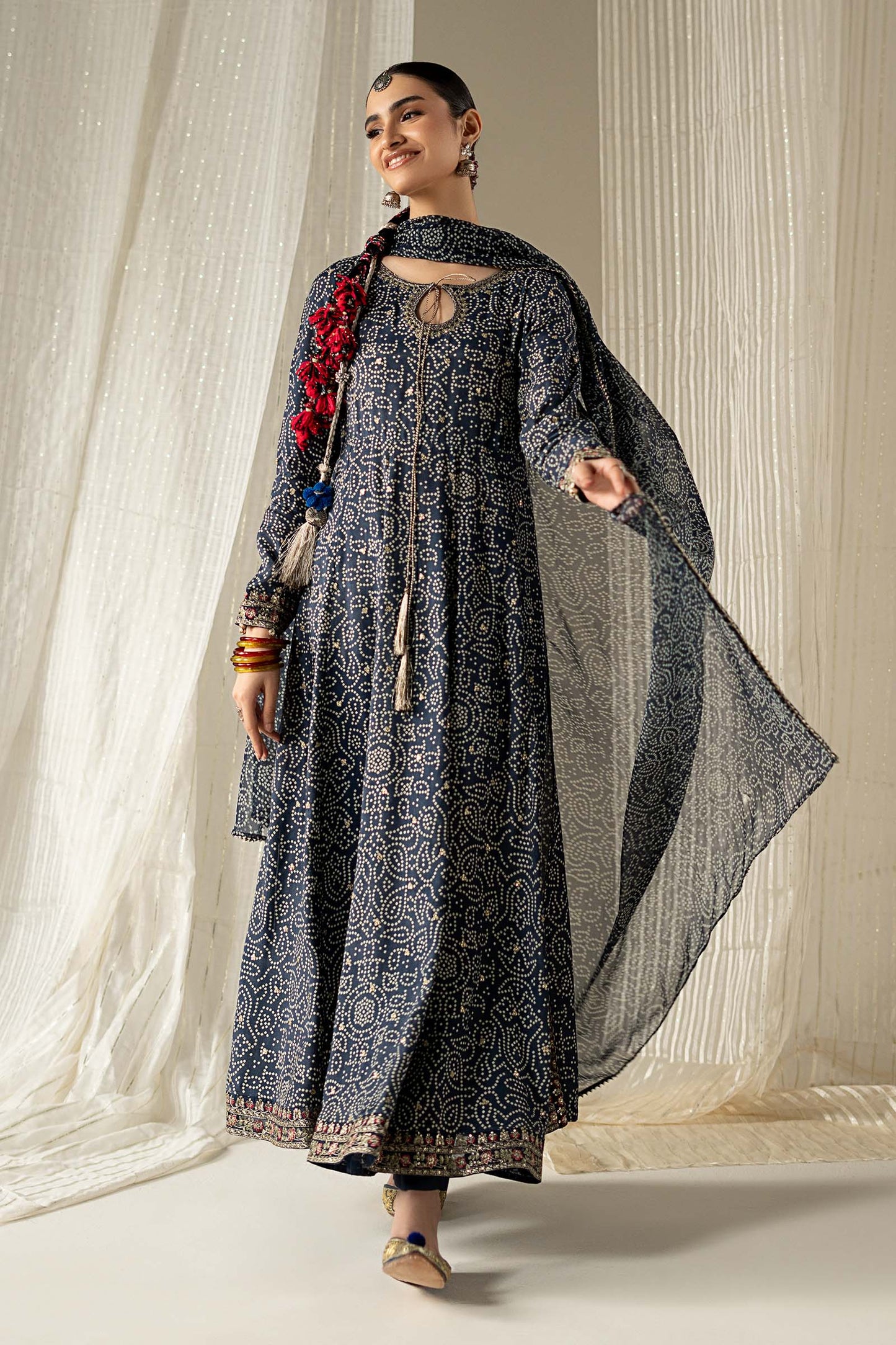 3 Piece Embroidered Raw Silk Suit