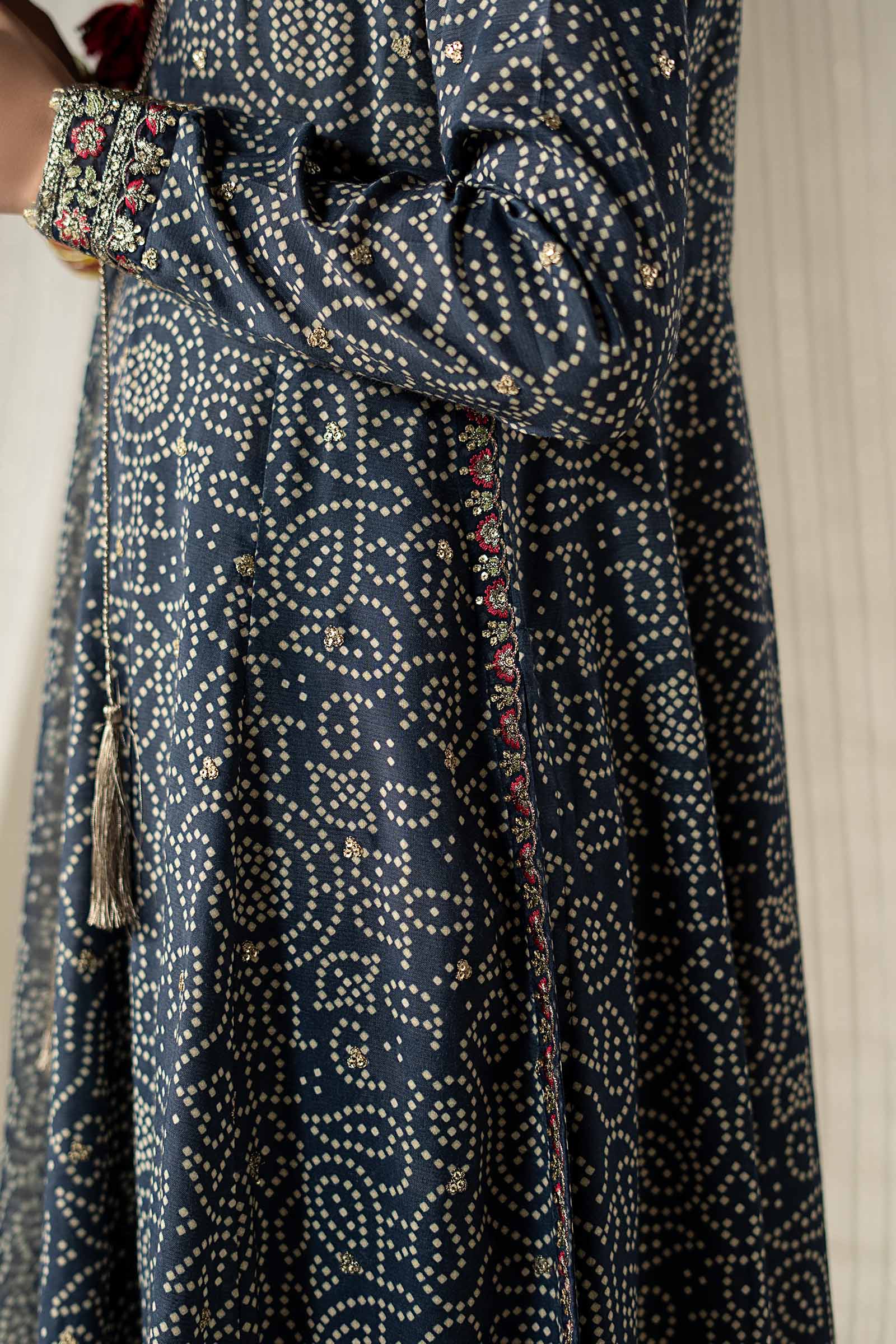 3 Piece Embroidered Raw Silk Suit