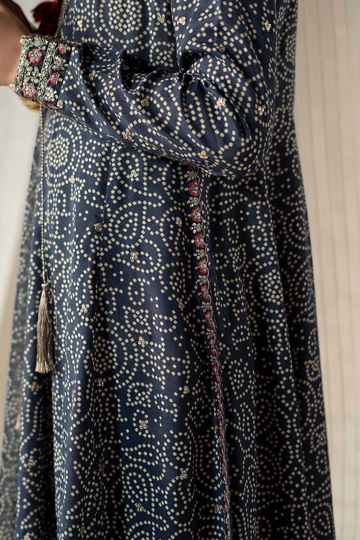 3 Piece Embroidered Raw Silk Suit