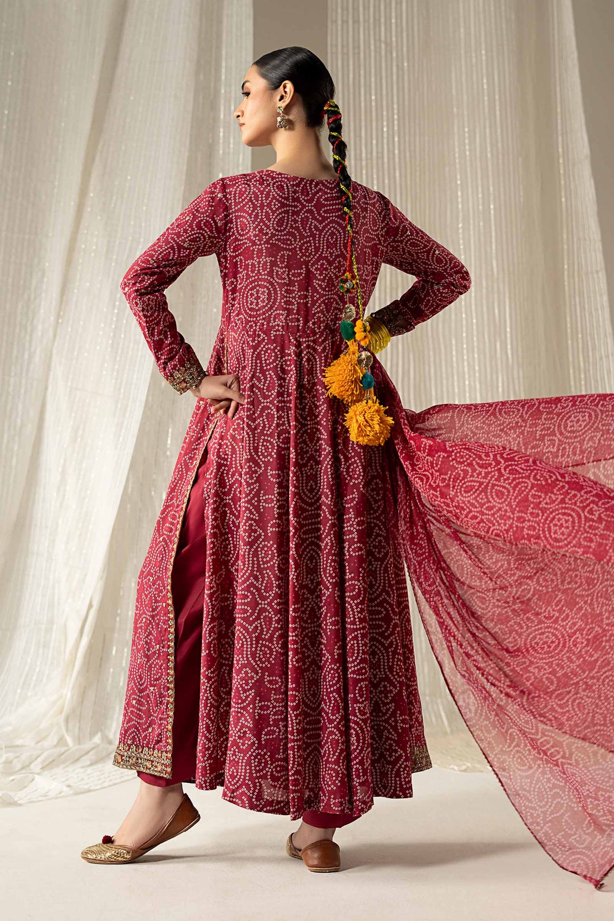 3 Piece Embroidered Raw Silk Suit
