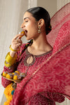 3 Piece Embroidered Raw Silk Suit