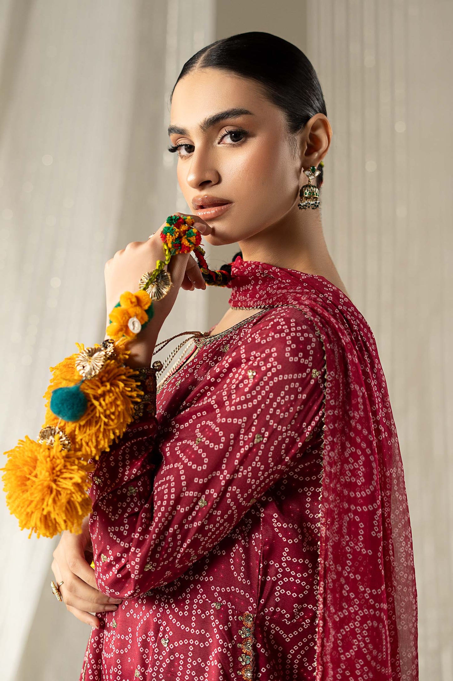 3 Piece Embroidered Raw Silk Suit