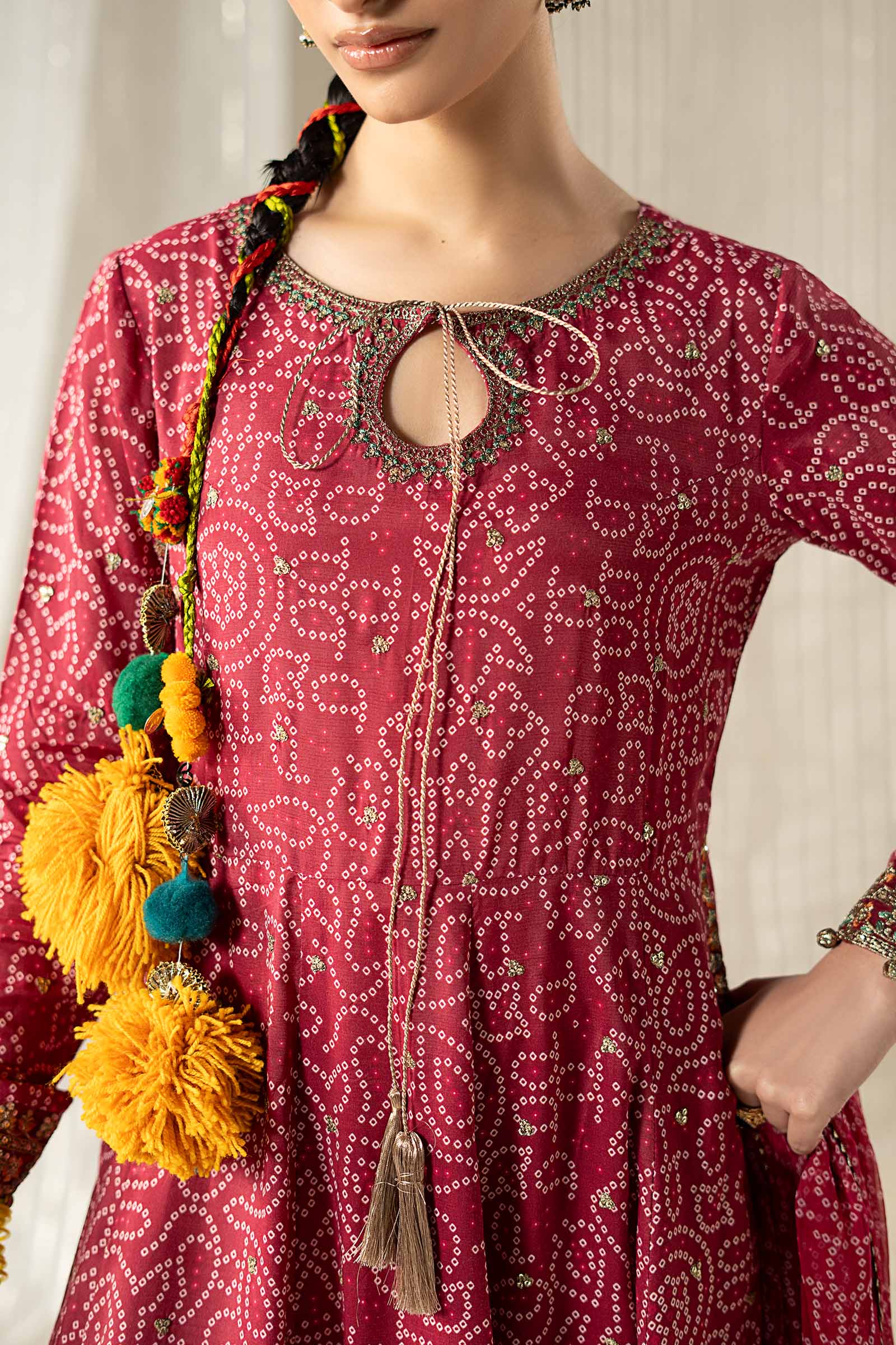 3 Piece Embroidered Raw Silk Suit