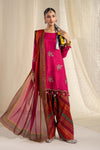 3 Piece Embroidered Raw Silk Suit