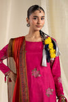 3 Piece Embroidered Raw Silk Suit