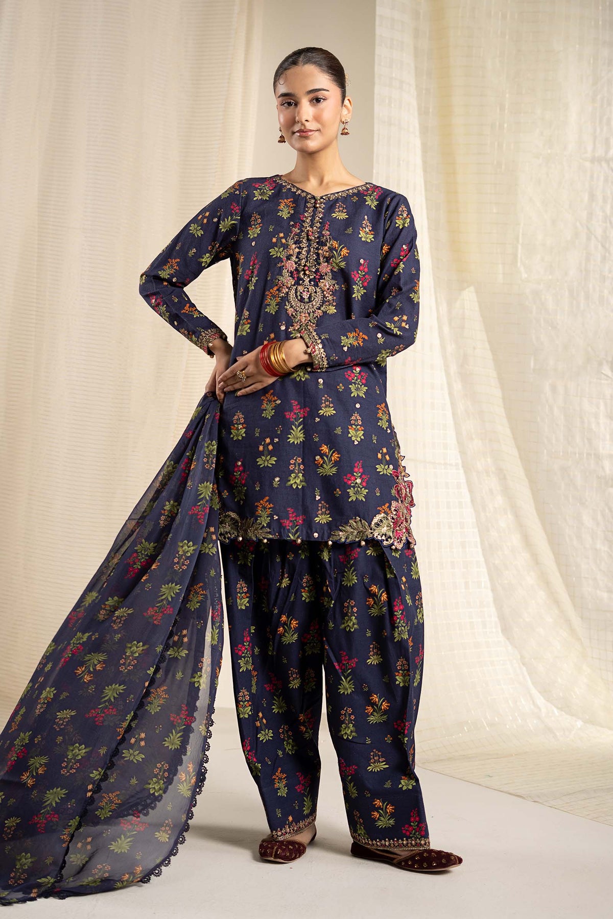 3 Piece Embroidered Khaddar Suit