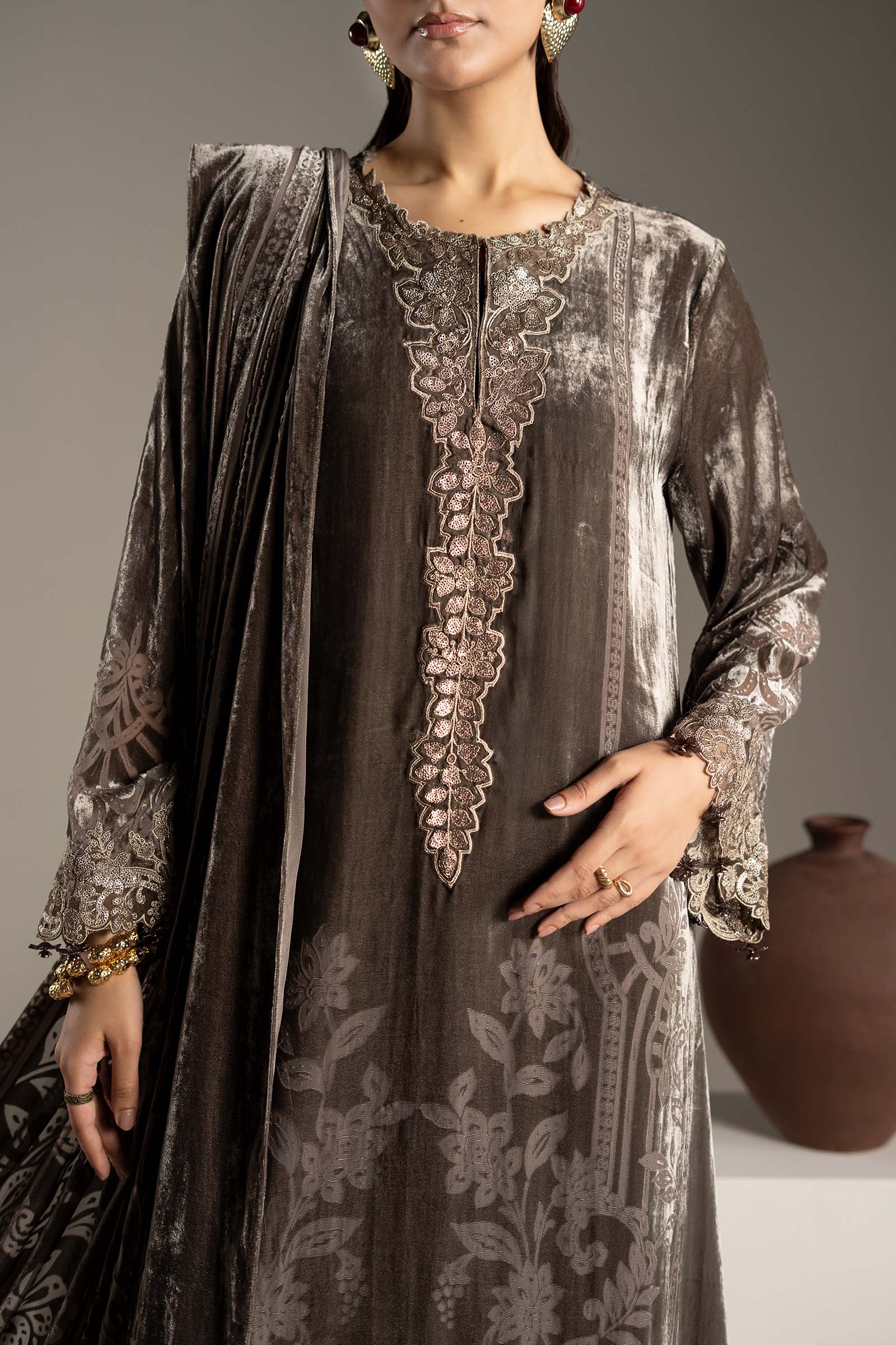 3 Piece Embroidered Palachi Suit