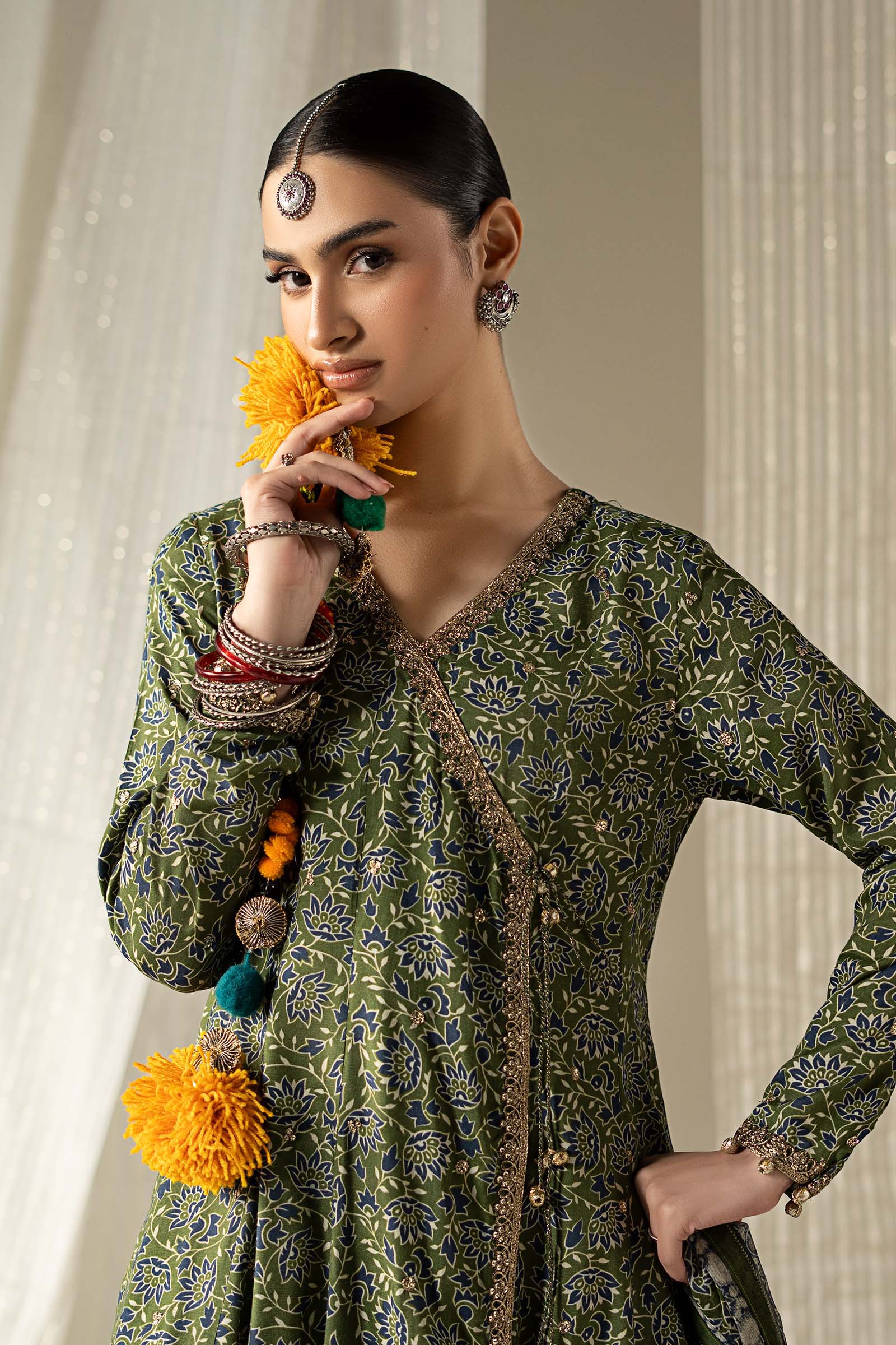 3 Piece Embroidered Raw Silk Suit