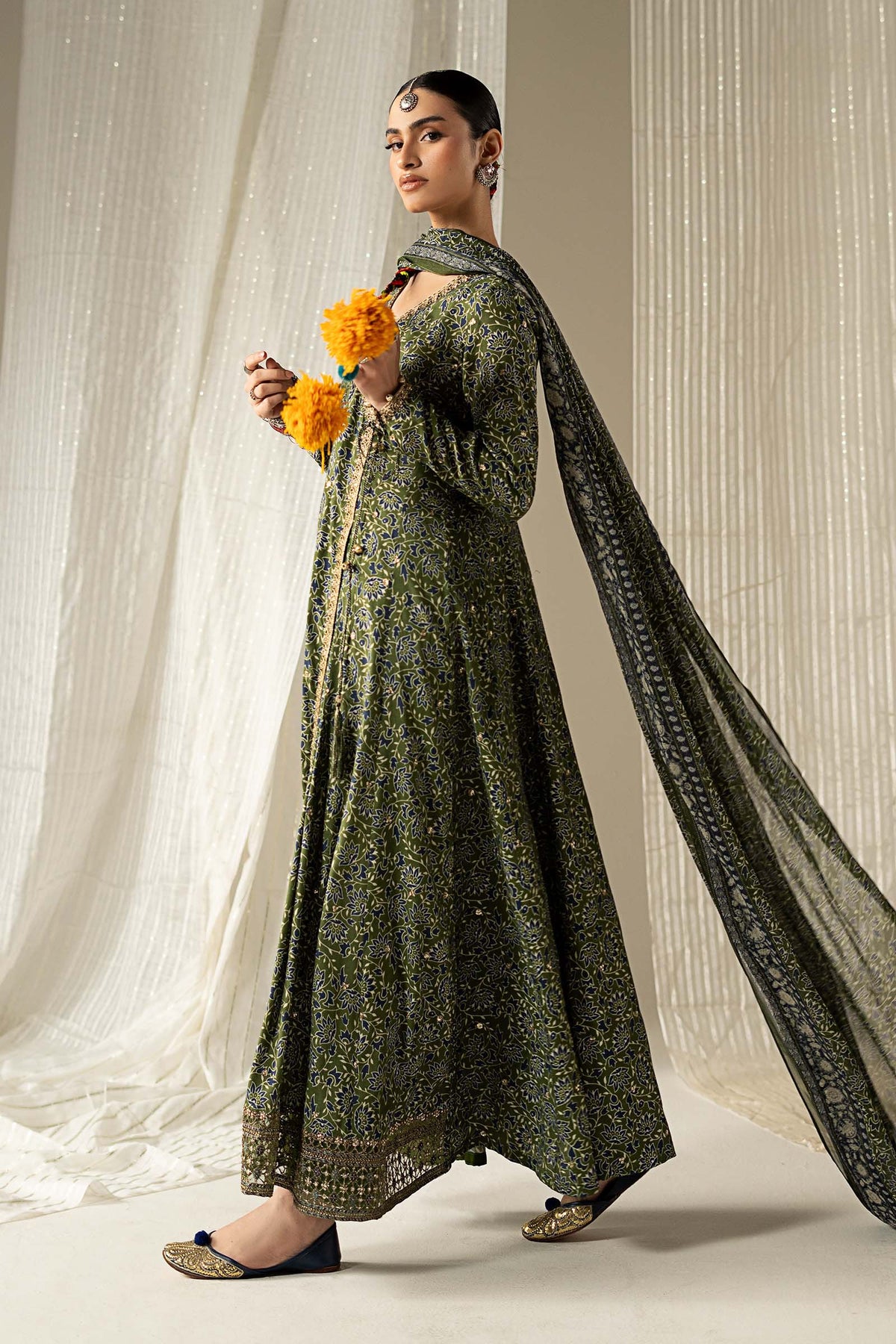 3 Piece Embroidered Raw Silk Suit