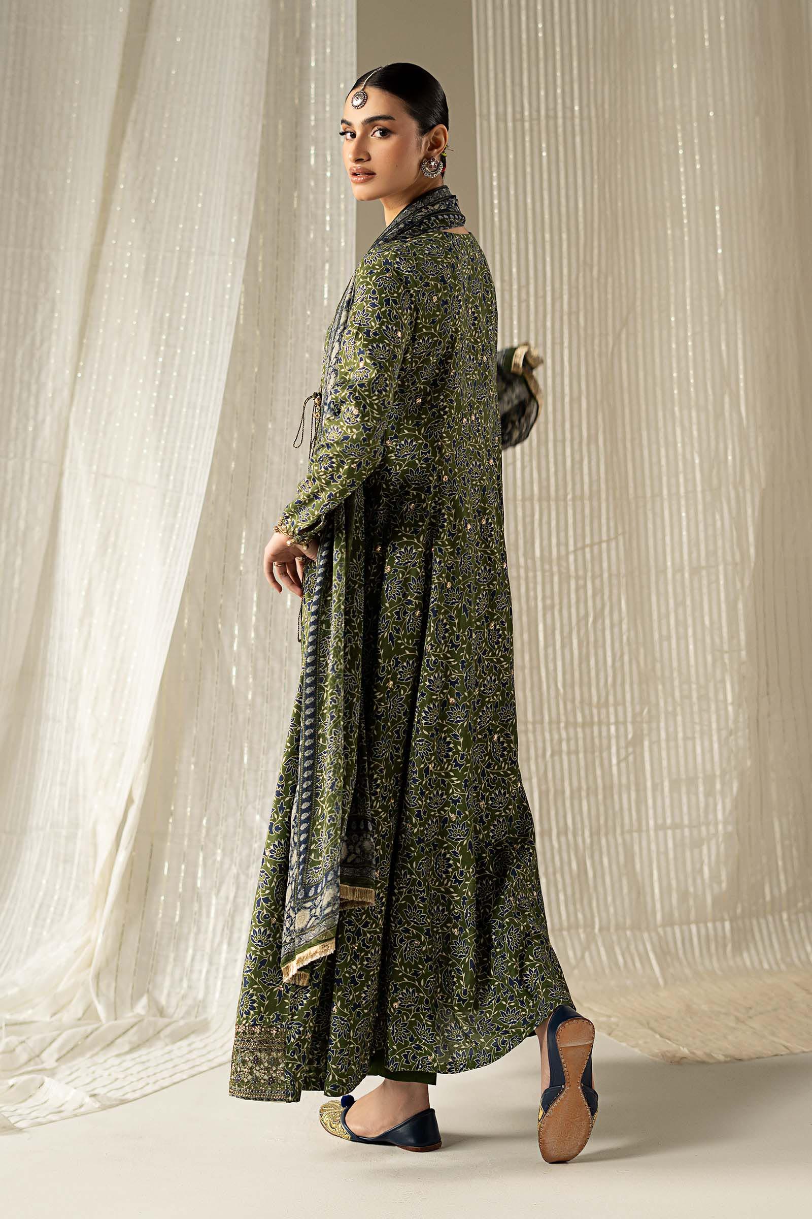 3 Piece Embroidered Raw Silk Suit