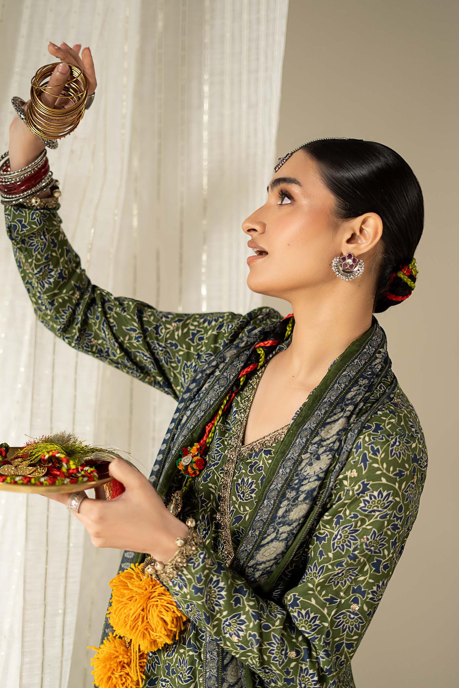 3 Piece Embroidered Raw Silk Suit