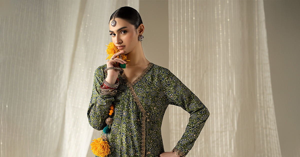 3 Piece Embroidered Raw Silk Suit