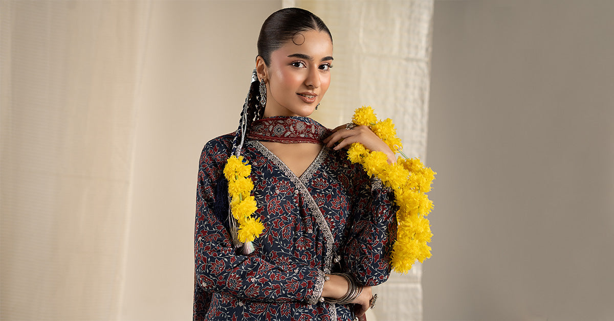 3 Piece Embroidered Raw Silk Suit