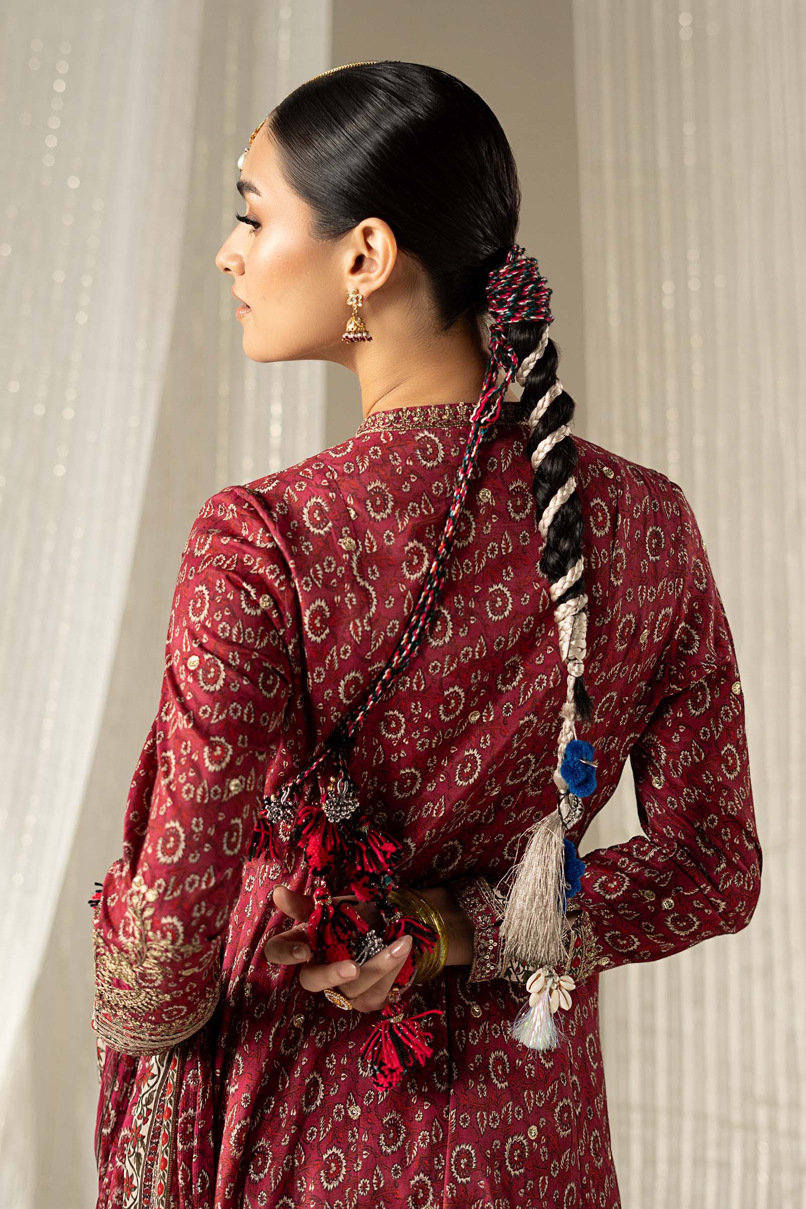 3 Piece Embroidered Raw Silk Suit