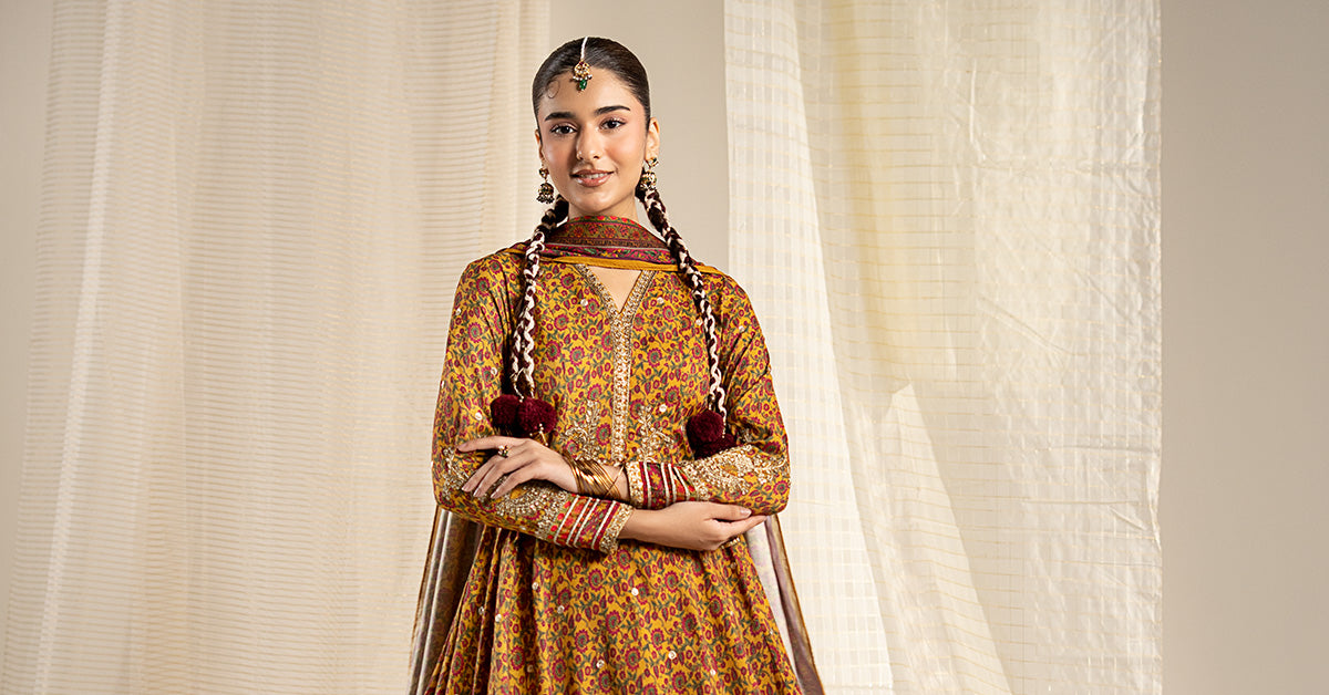 3 Piece Embroidered Raw Silk Suit