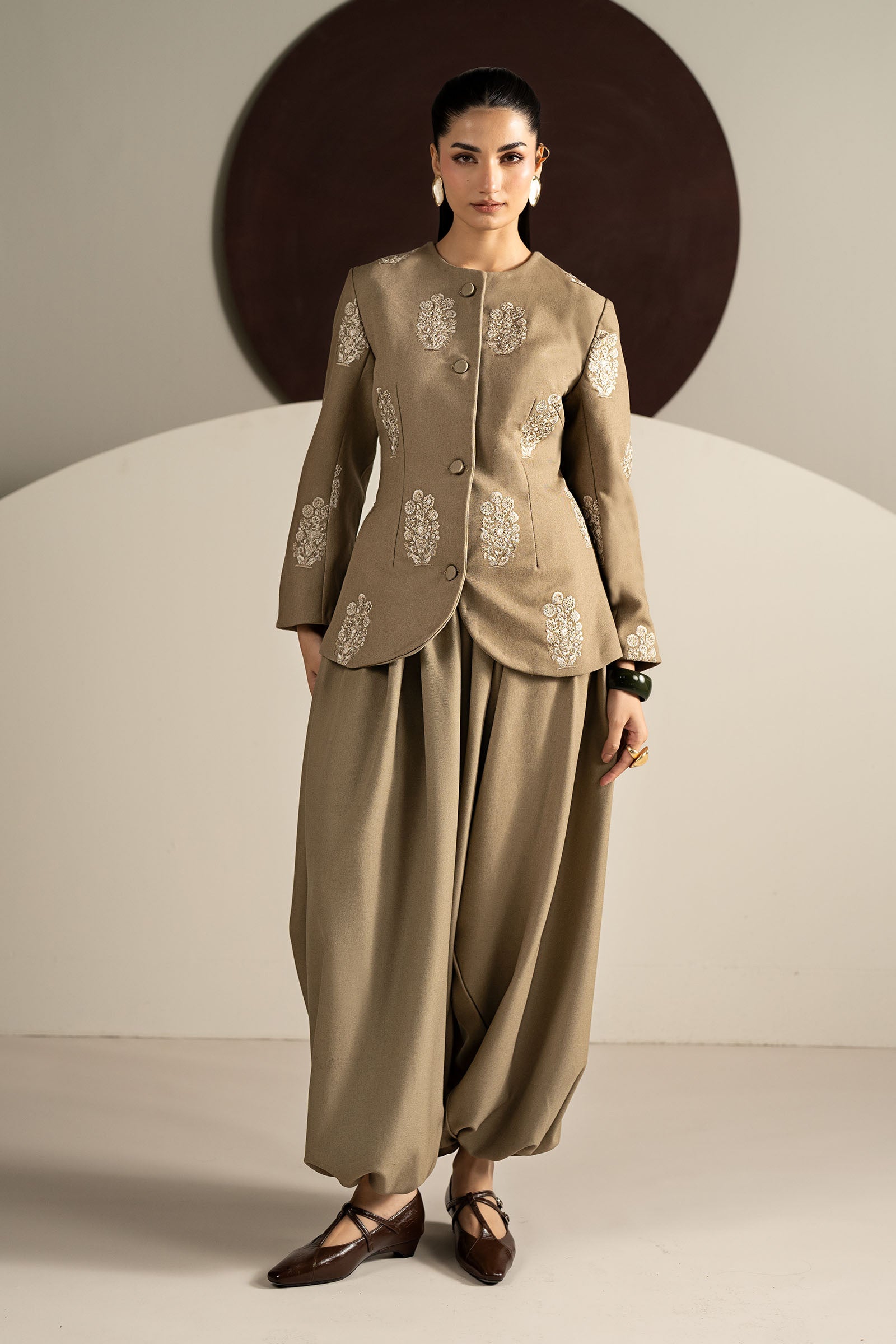 2 Piece Embroidered Blended Wool Suit