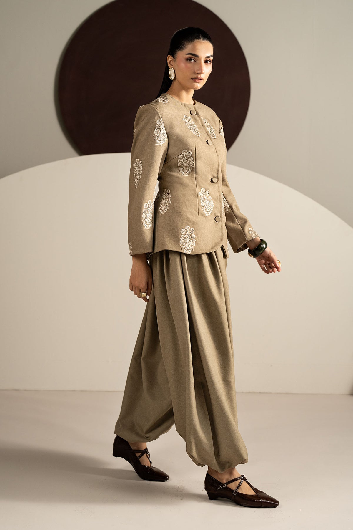 2 Piece Embroidered Blended Wool Suit