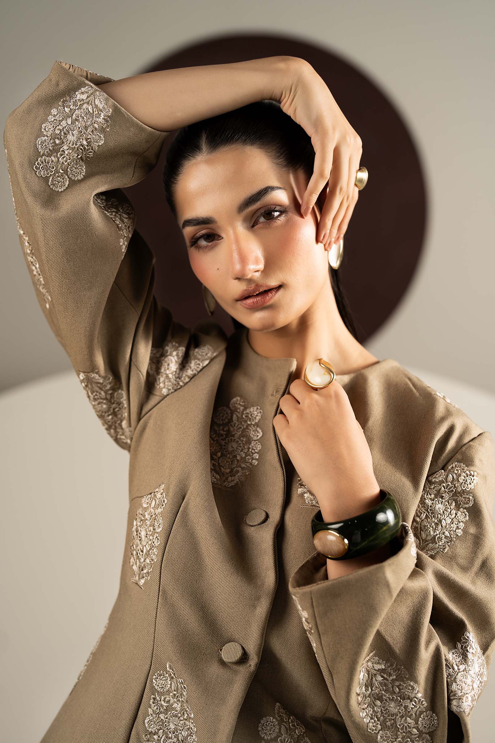 2 Piece Embroidered Blended Wool Suit