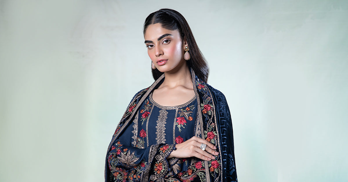 3 Piece Embroidered Linen Suit