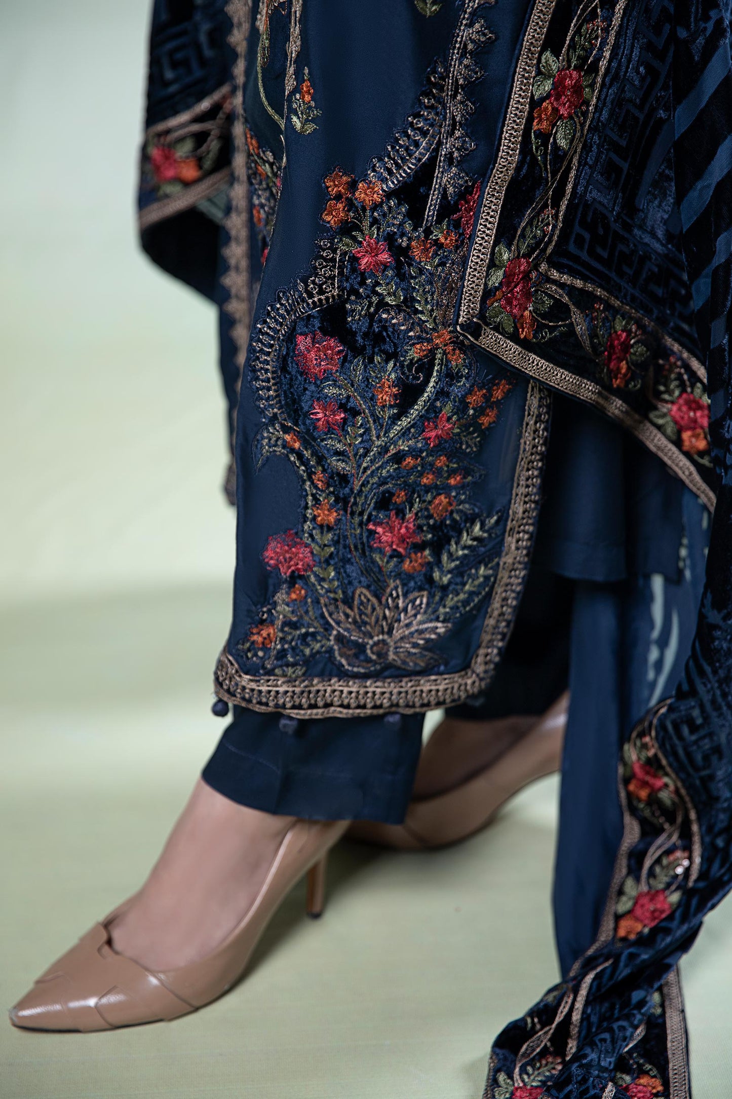 3 Piece Embroidered Linen Suit