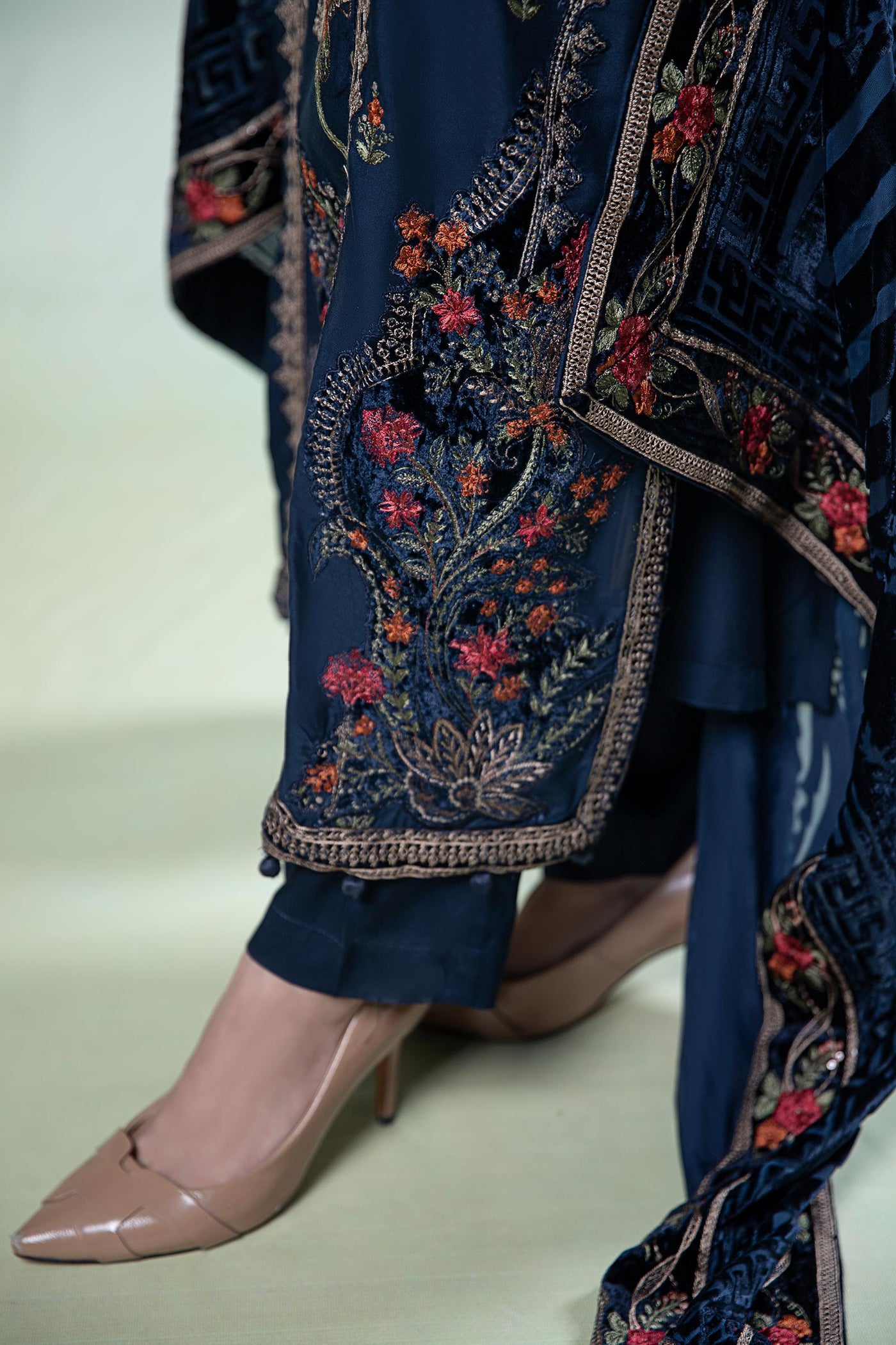 3 Piece Embroidered Linen Suit