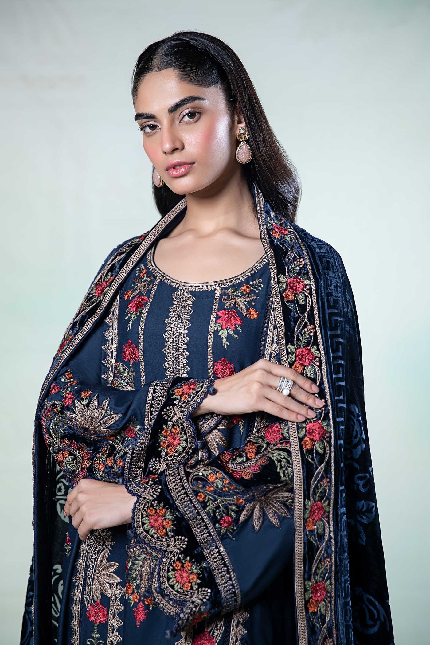 3 Piece Embroidered Linen Suit