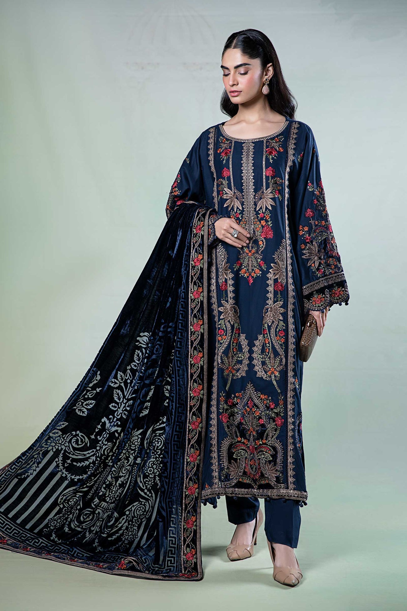 3 Piece Embroidered Linen Suit