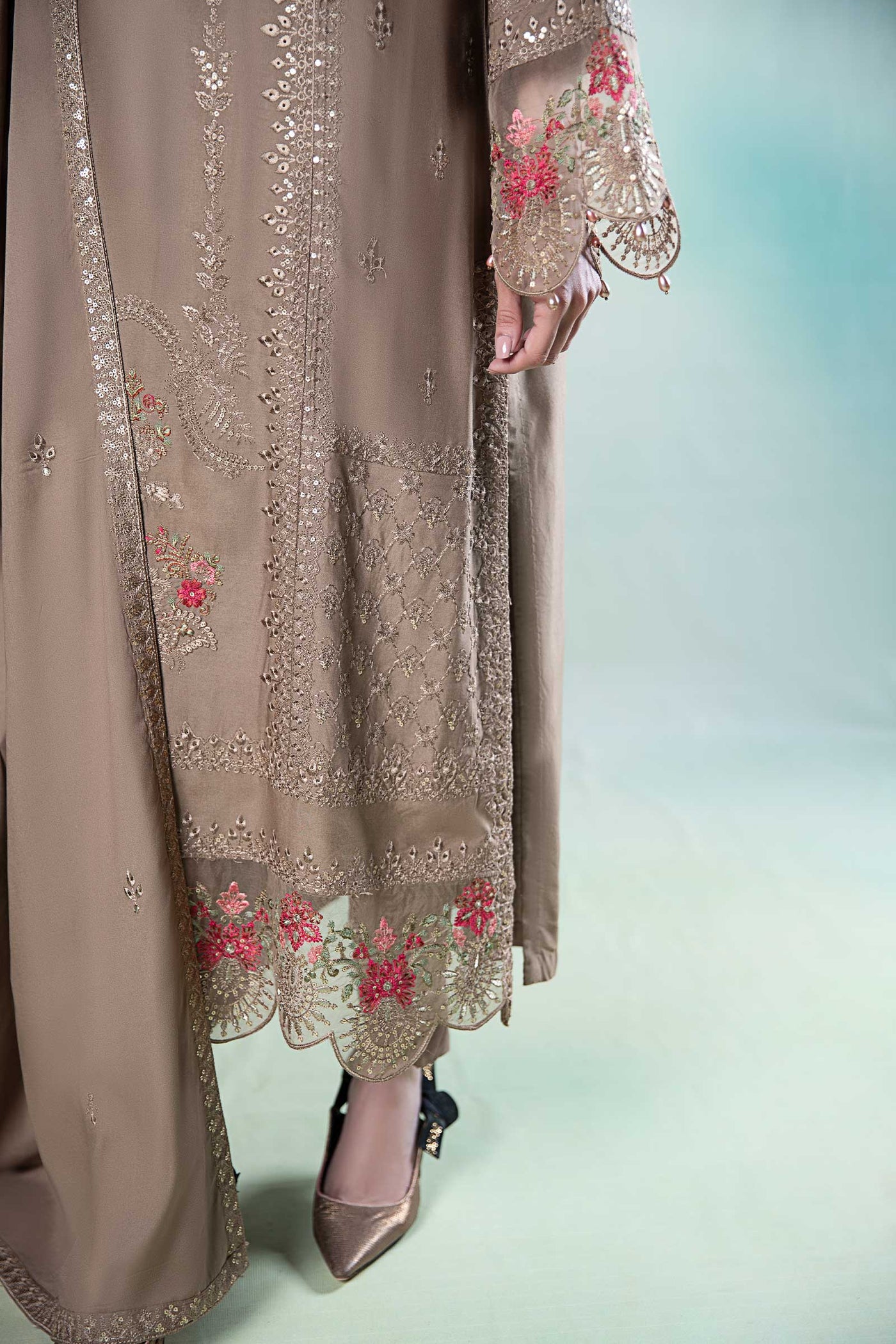3 Piece Embroidered Linen Suit