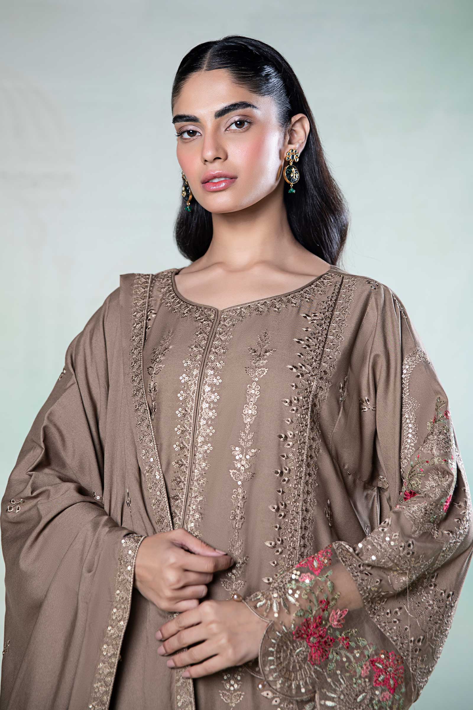 3 Piece Embroidered Linen Suit