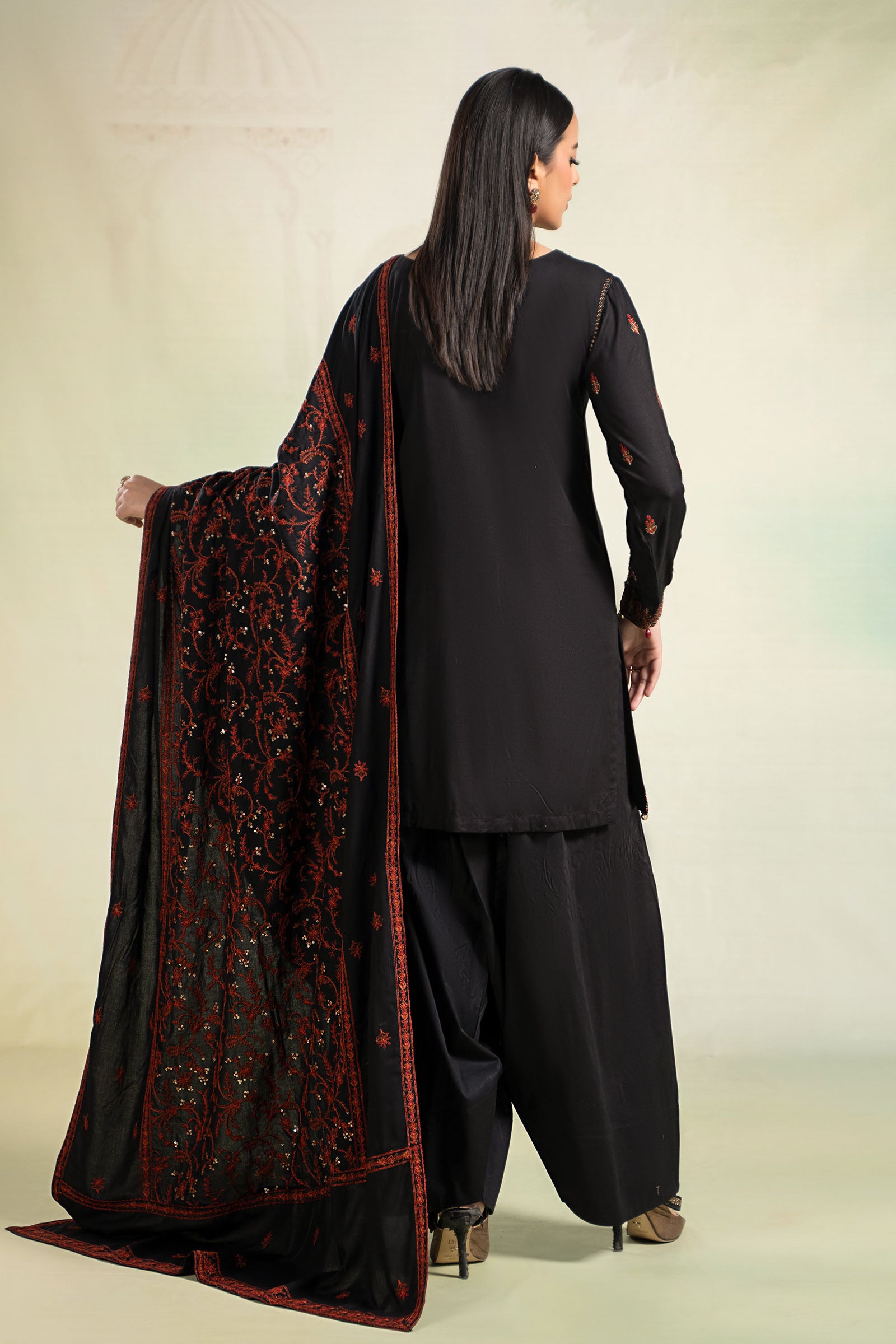 3 Piece Embroidered Linen Suit