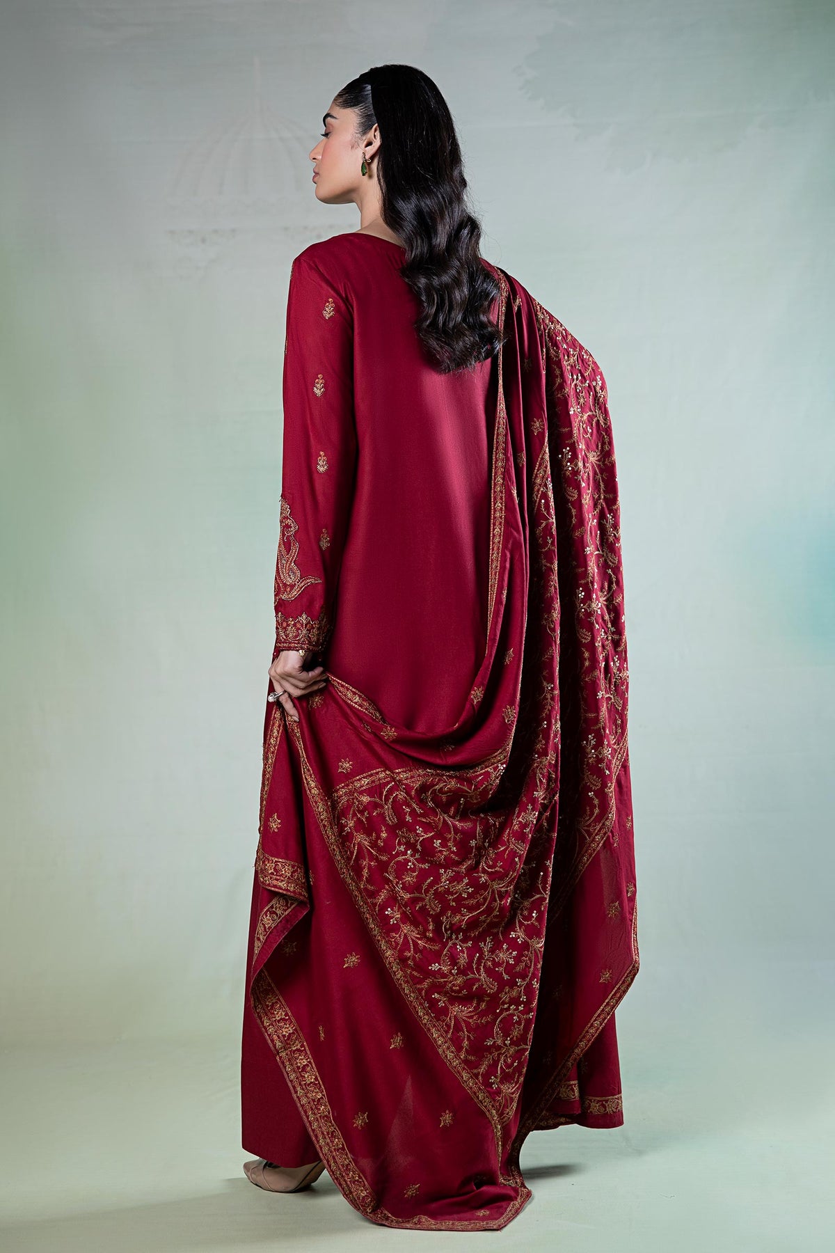 3 Piece Embroidered Linen Suit