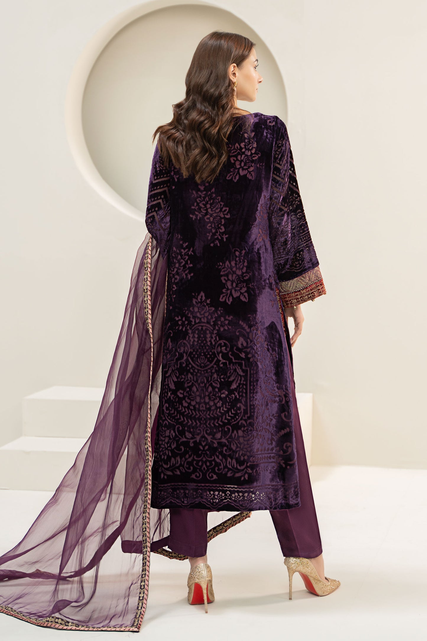 3 Piece Embroidered Plush Suit