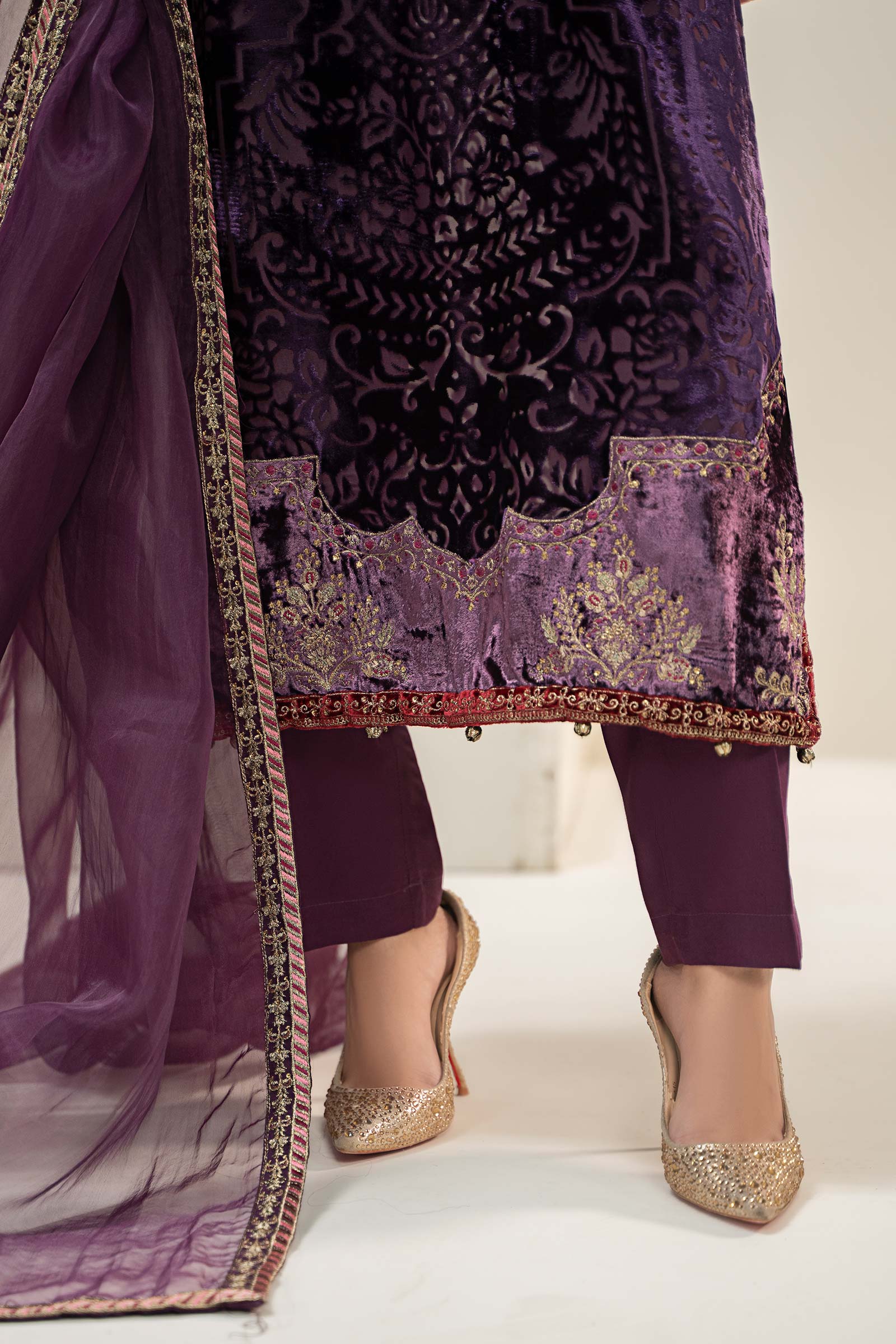 3 Piece Embroidered Plush Suit