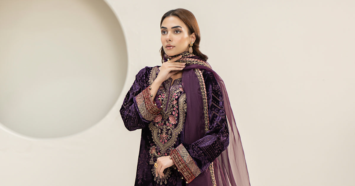 3 Piece Embroidered Plush Suit