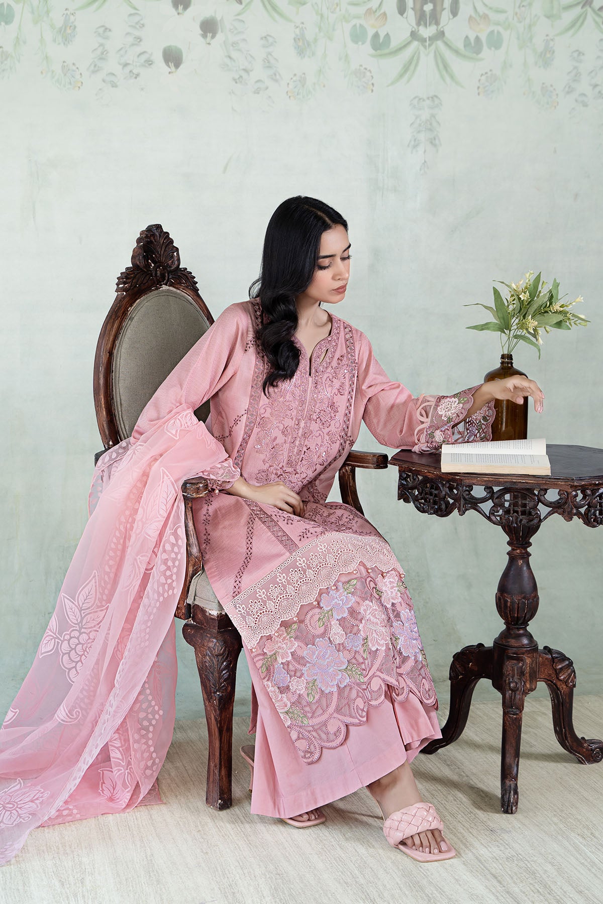 3 Piece Embroidered Dobby Lawn Suit