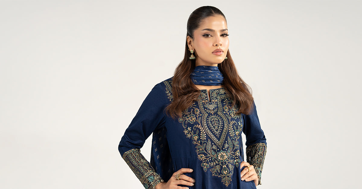 3 Piece Embroidered Dobby Lawn Suit