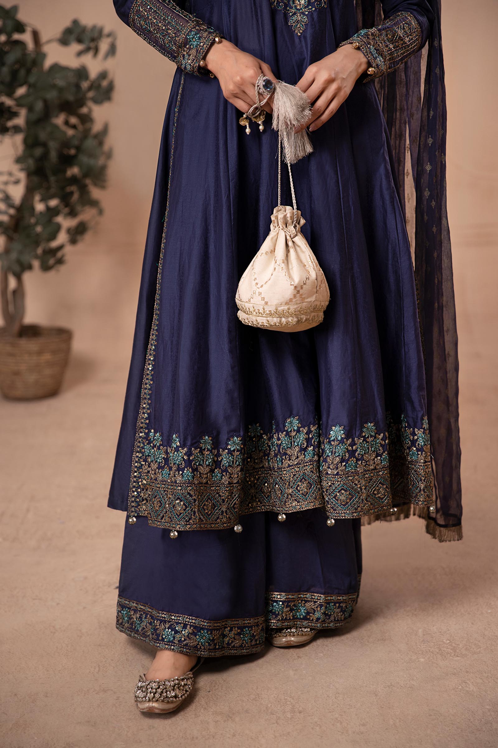 3 Piece Dyed Net Suit