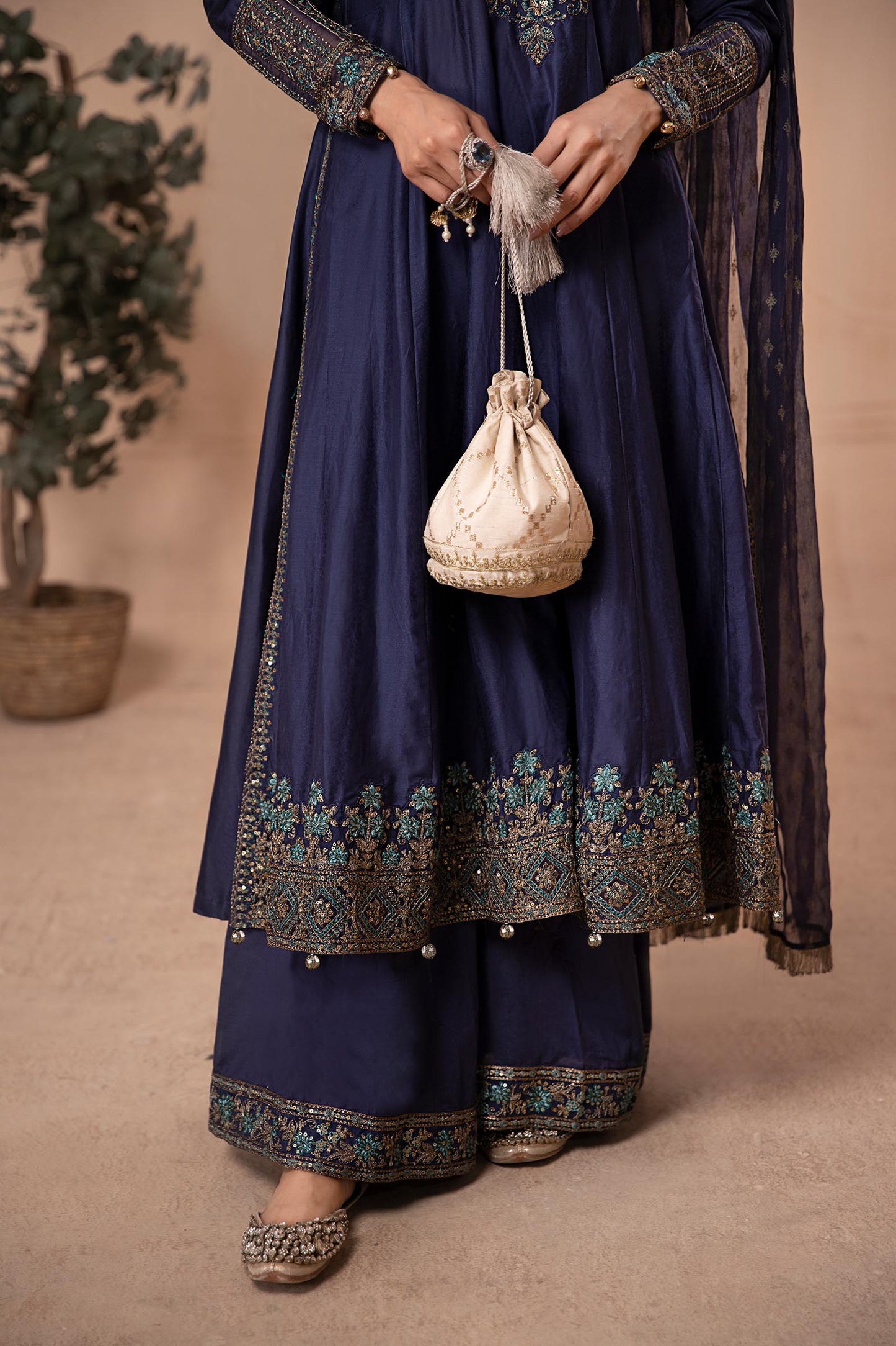 3 Piece Dyed Net Suit