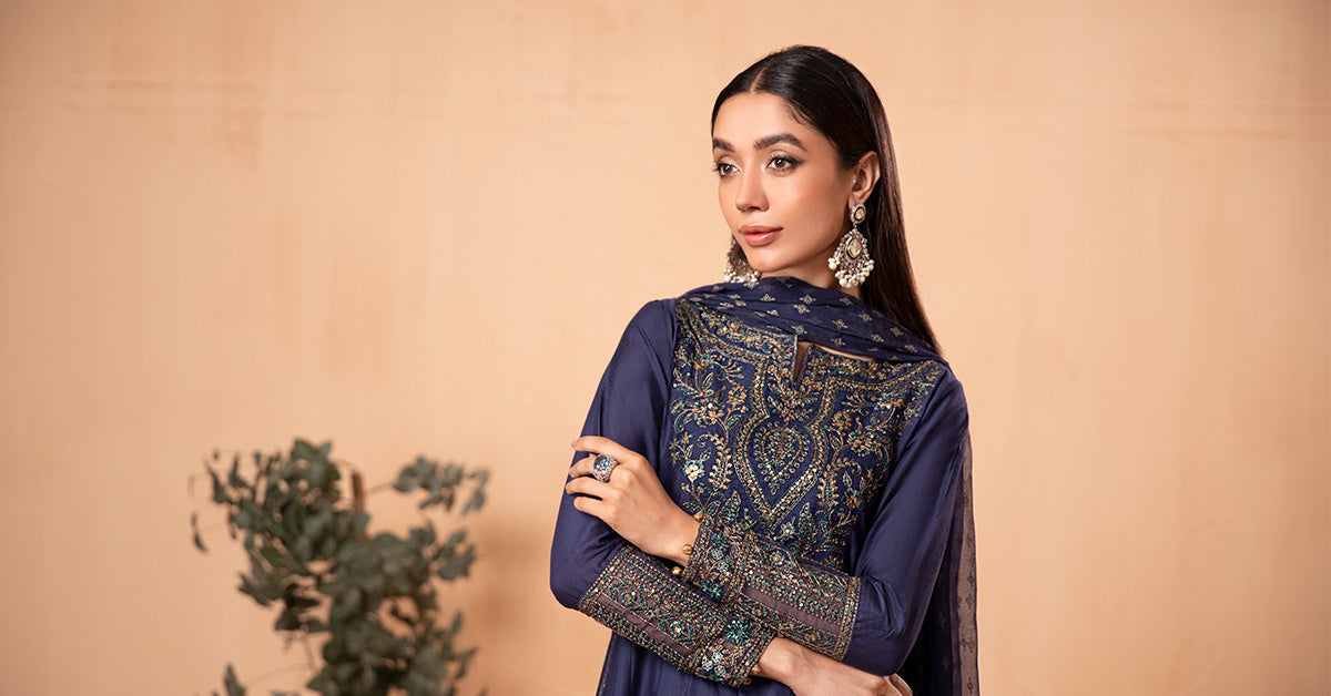 3 Piece Dyed Net Suit